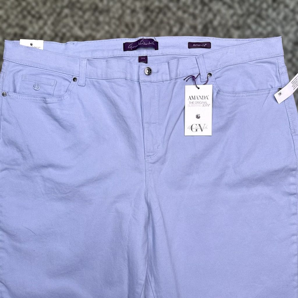 Gloria Vanderbilt Gloria Vanderbilt Amanda Jeans 24W Blue Classic Rise Tapered Leg Womens Plus 28in 5-Pocket Denim Cotton Spandex Size 42" / US 20 - 1 Thumbnail