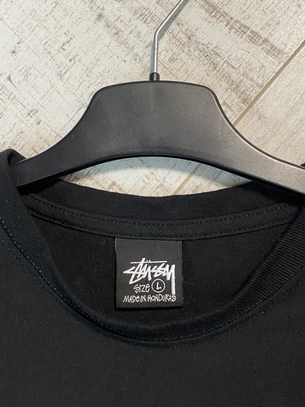 🔥STUSSY BIG PRINTED LOGO T-SHIRT BLACK