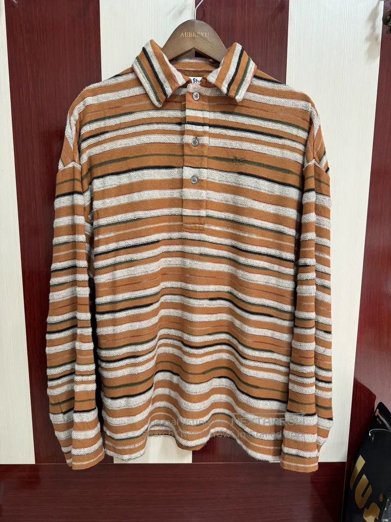 Acne Studios Acne Studios Striped Polo Collar Long Sleeve Sweatshirt Size XXS / US 00 / IT 34 - 1 Thumbnail