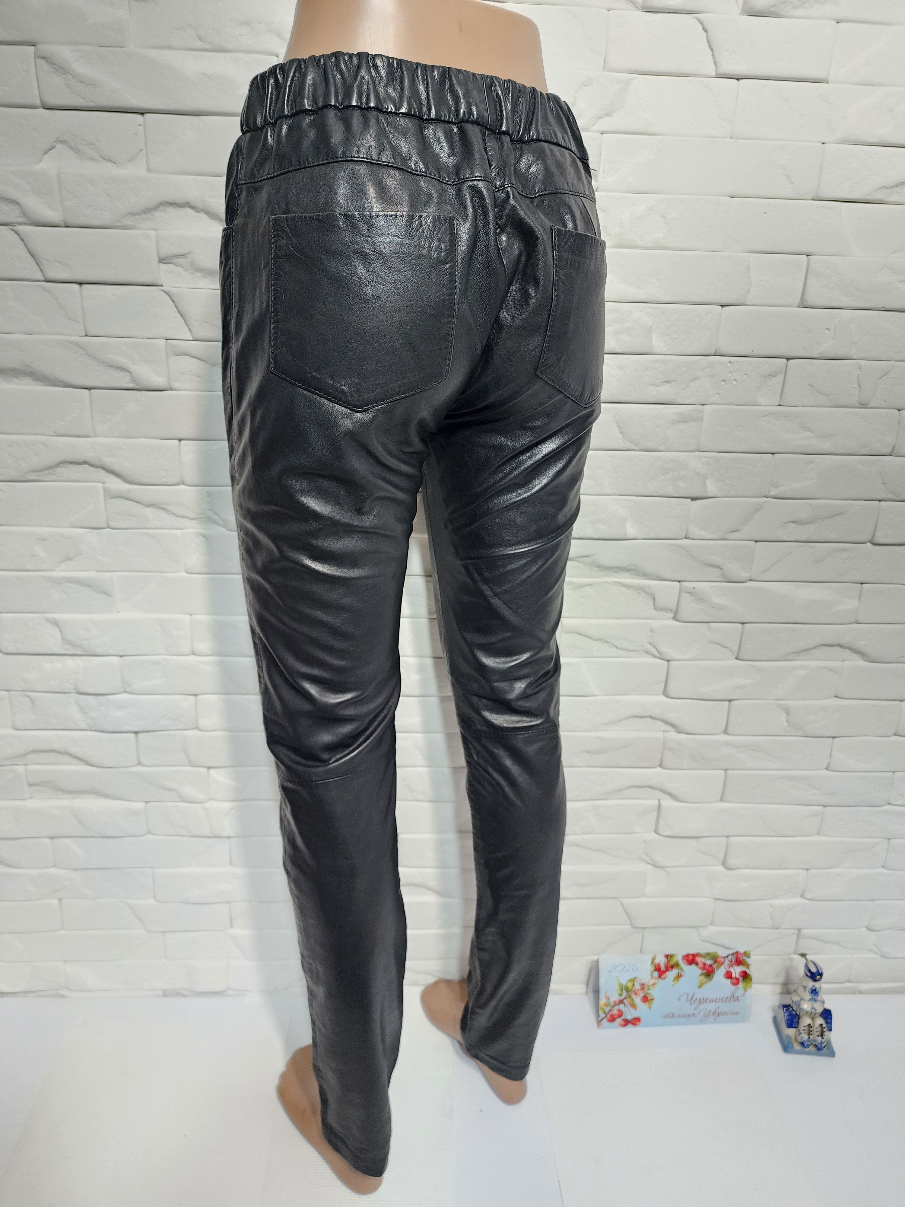 Genuine Leather Black Leather Pants: Women's Denim Style Leather Trousers Size 31" - 7 Thumbnail