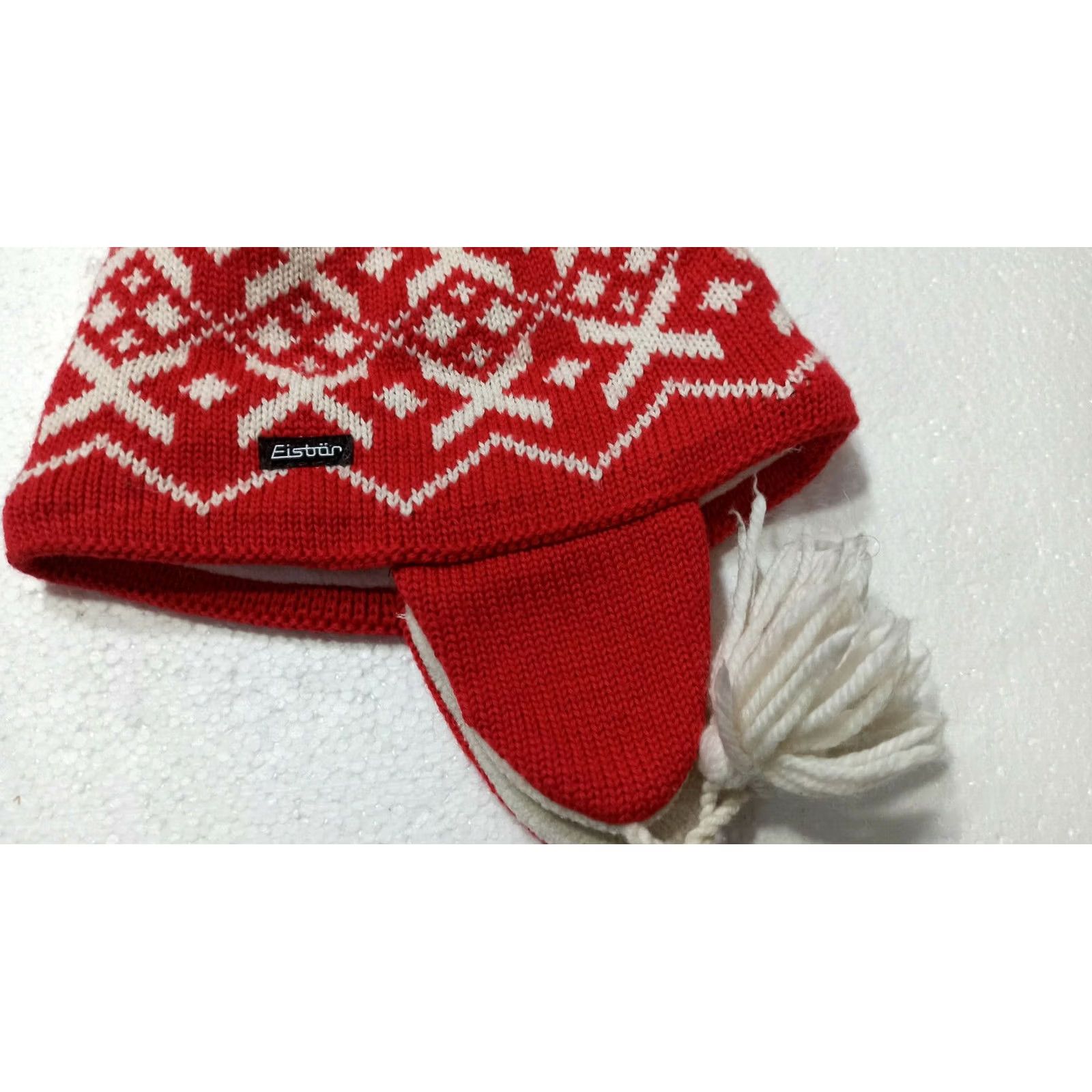 Vintage VINTAGE Eisbar Beanie Hat One Size Wool Blend Ear Flap Fair Isle Red White Knit Mens Womens Unisex Adults Boys Girls Size ONE SIZE - 6 Thumbnail