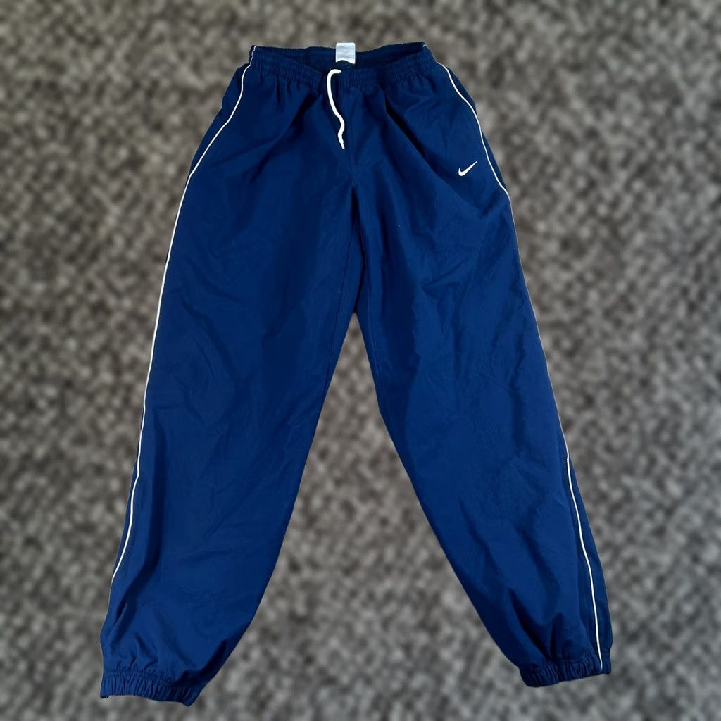 Nike VINTAGE Nike Track Pants Mens M Blue Nylon Ankle Zip Windbreaker Y2K Size US 31 - 1 Thumbnail