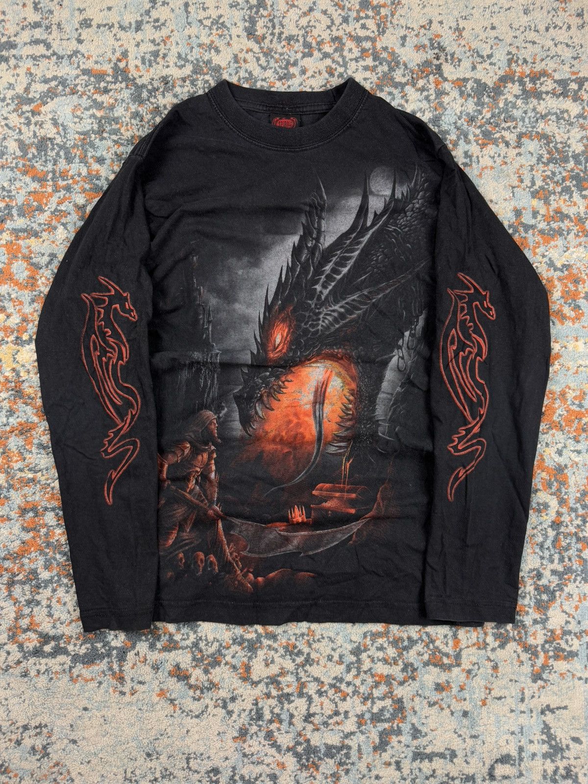 Other × Vintage Vintage 00s Spiral fire dragon tribal all over print ls tee Size US M / EU 48-50 / 2 - 1 Thumbnail