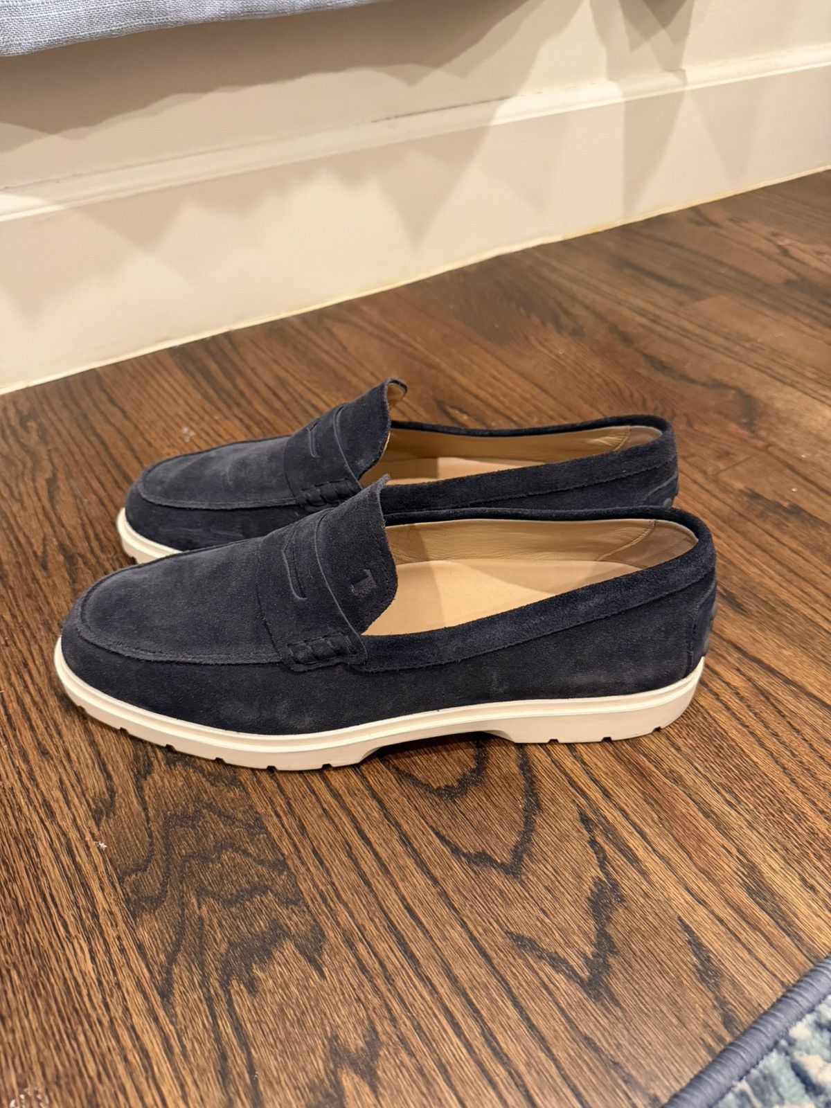 Tod's Tods Navy Blue Suede Penny Loafers Size US 8.5 / EU 41-42 - 2 Thumbnail