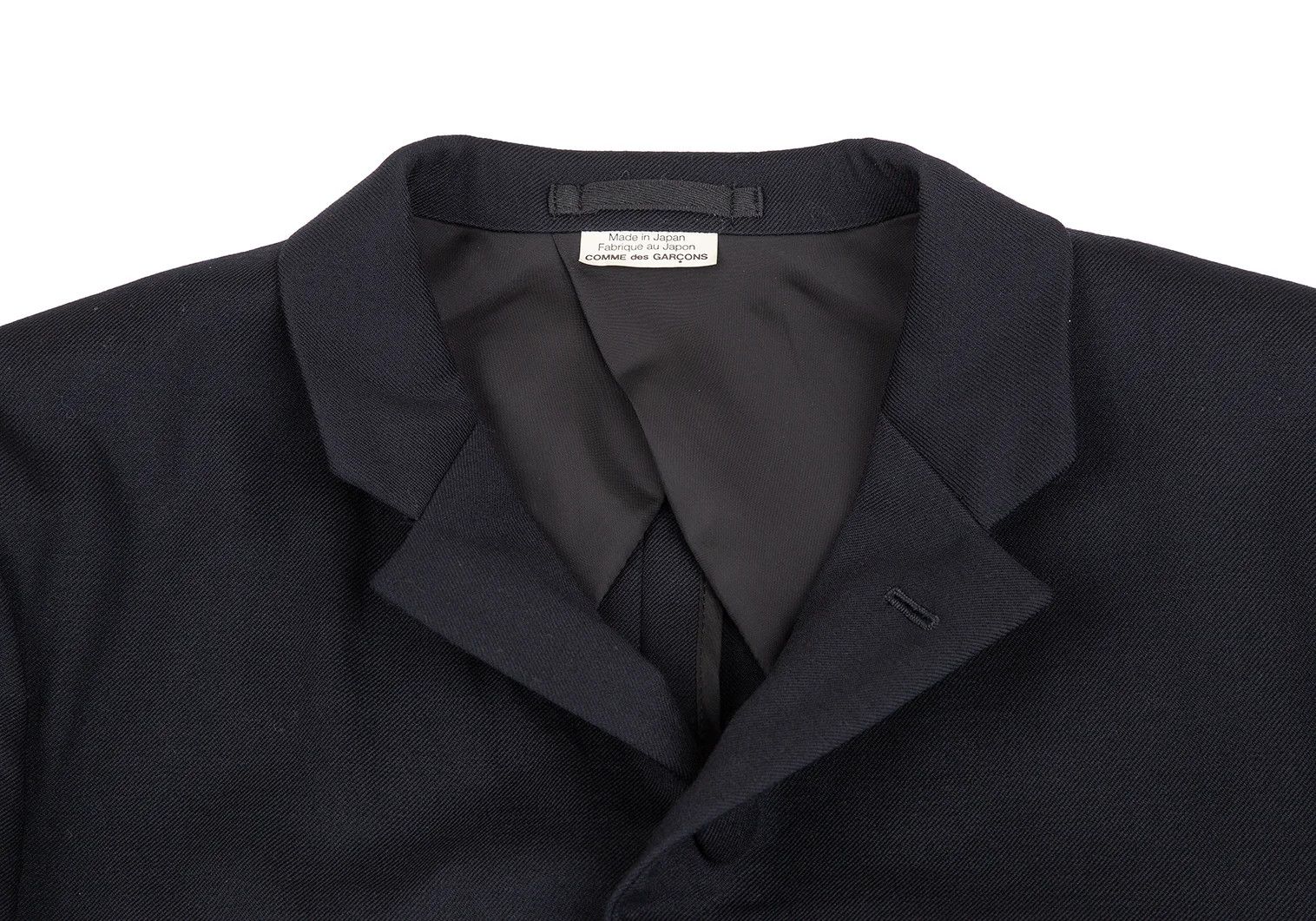 Comme des Garcons Homme Plus Stretch Wool Cutaway Jacket in Navy, Size S Size US S / EU 44-46 / 1 - 3 Thumbnail