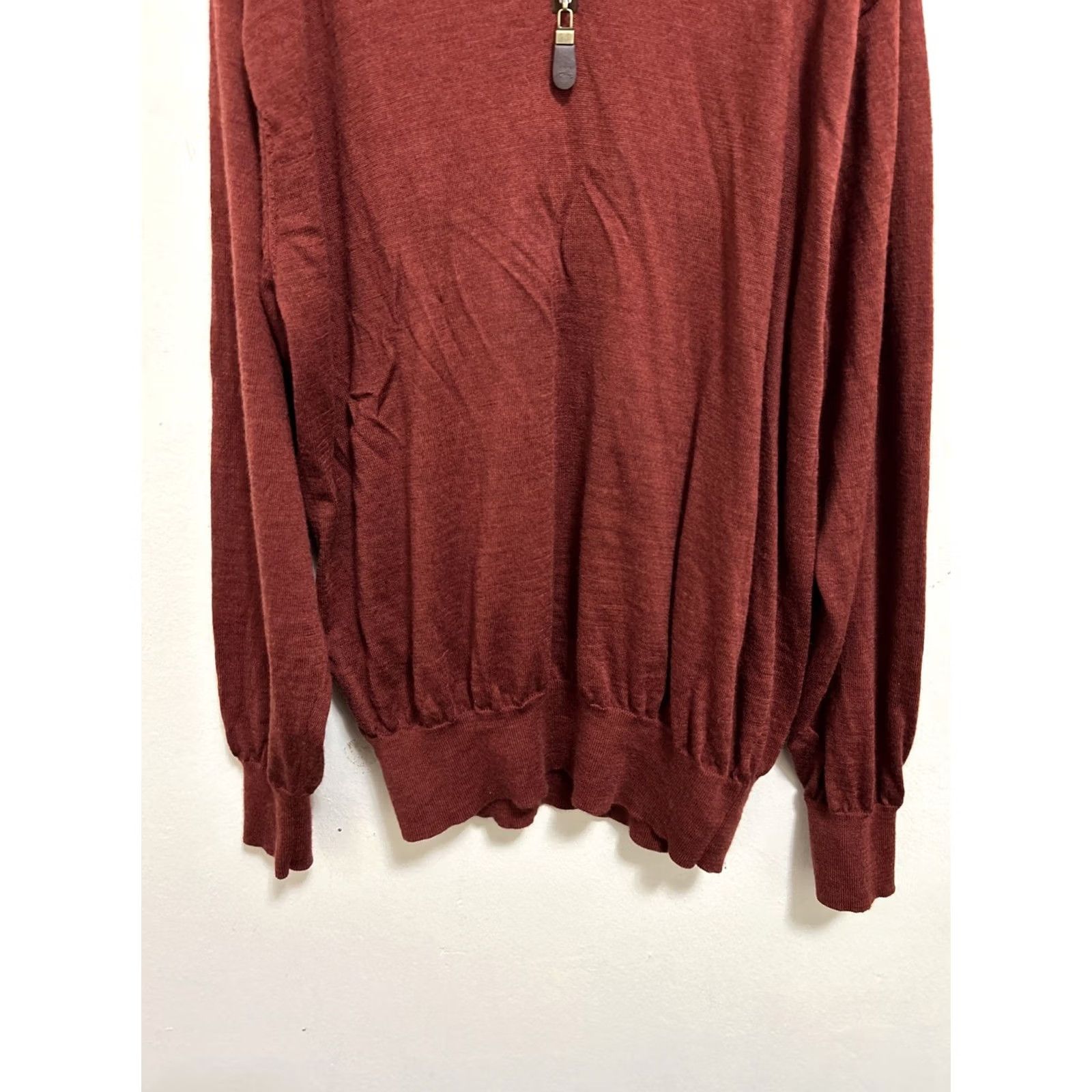 Orvis Orvis Sweater Mens XL Red 100% Merino Wool 1/4 Zip Pullover Long Sleeve Knit Solid Zipper Pullover Casual Winter Fall Spring Mar 1/4 Zip G Size US XL / EU 56 / 4 - 3 Thumbnail