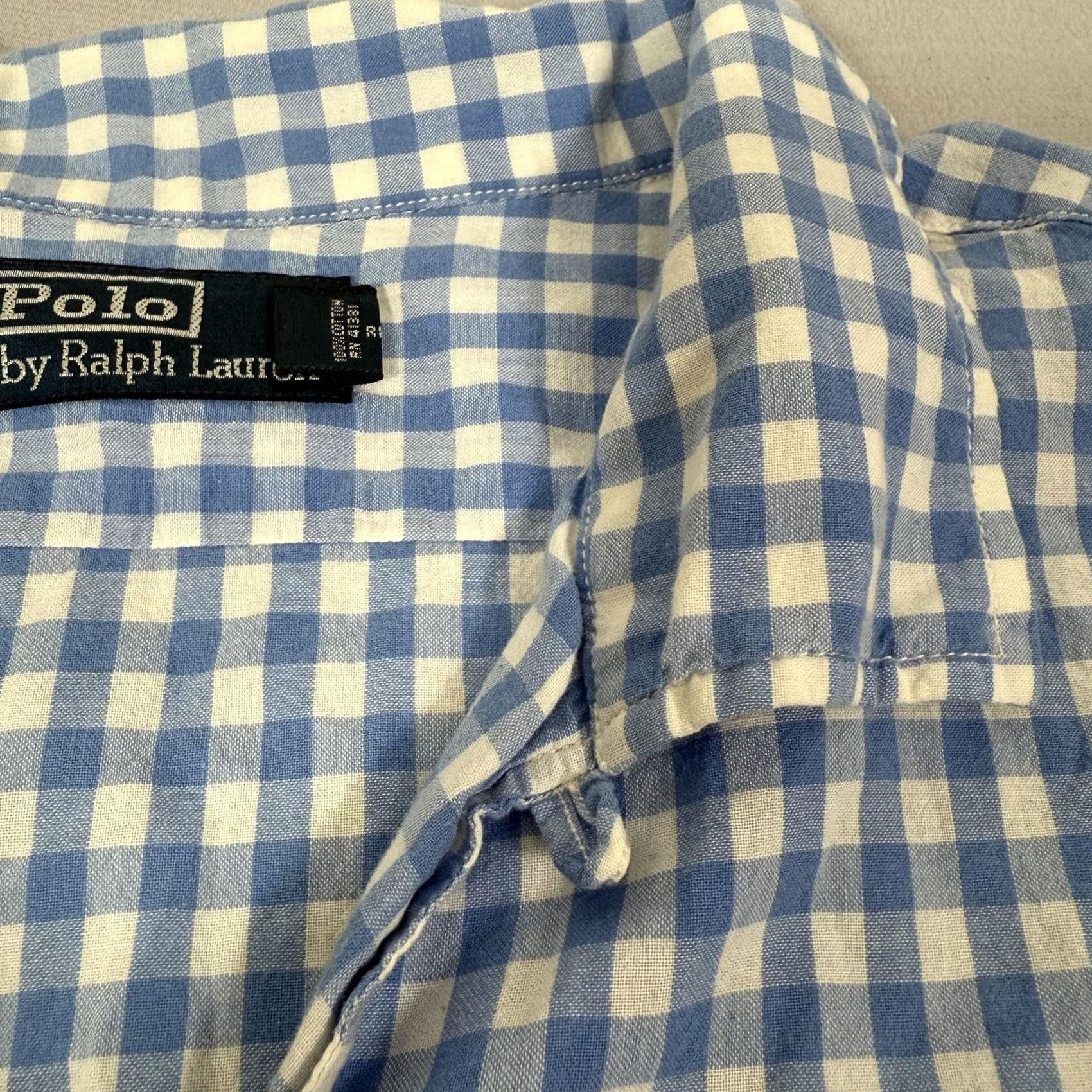 Polo Ralph Lauren Polo Ralph Lauren Shirt Mens 2XL Blue White Loop Collar Gingham Check Button Size US XXL / EU 58 / 5 - 4 Thumbnail