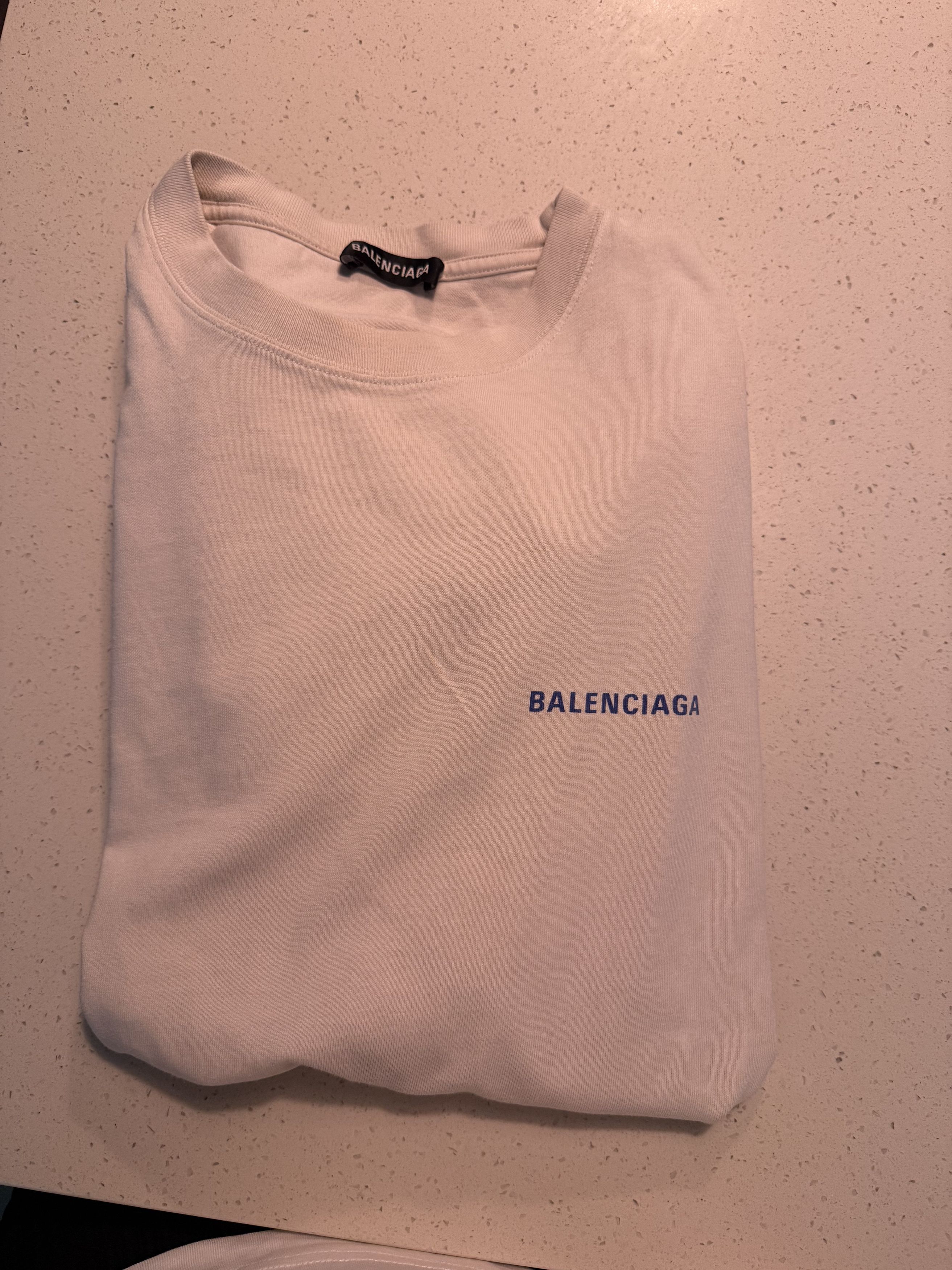 Balenciaga Balenciaga Badge Logo Tee 'Chalky White/Blue' Size US M / EU 48-50 / 2 - 2 Thumbnail