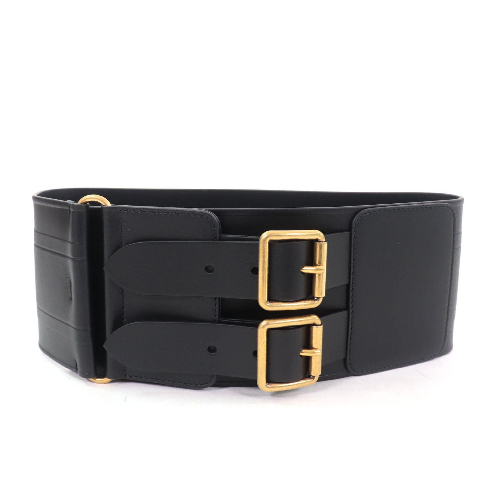 Dior Christian Dior D-WAIST Maxi Double Gold Buckle Leather Belt in Black with Hardware, Size 70, Made Italy Size ONE SIZE - 1 Thumbnail