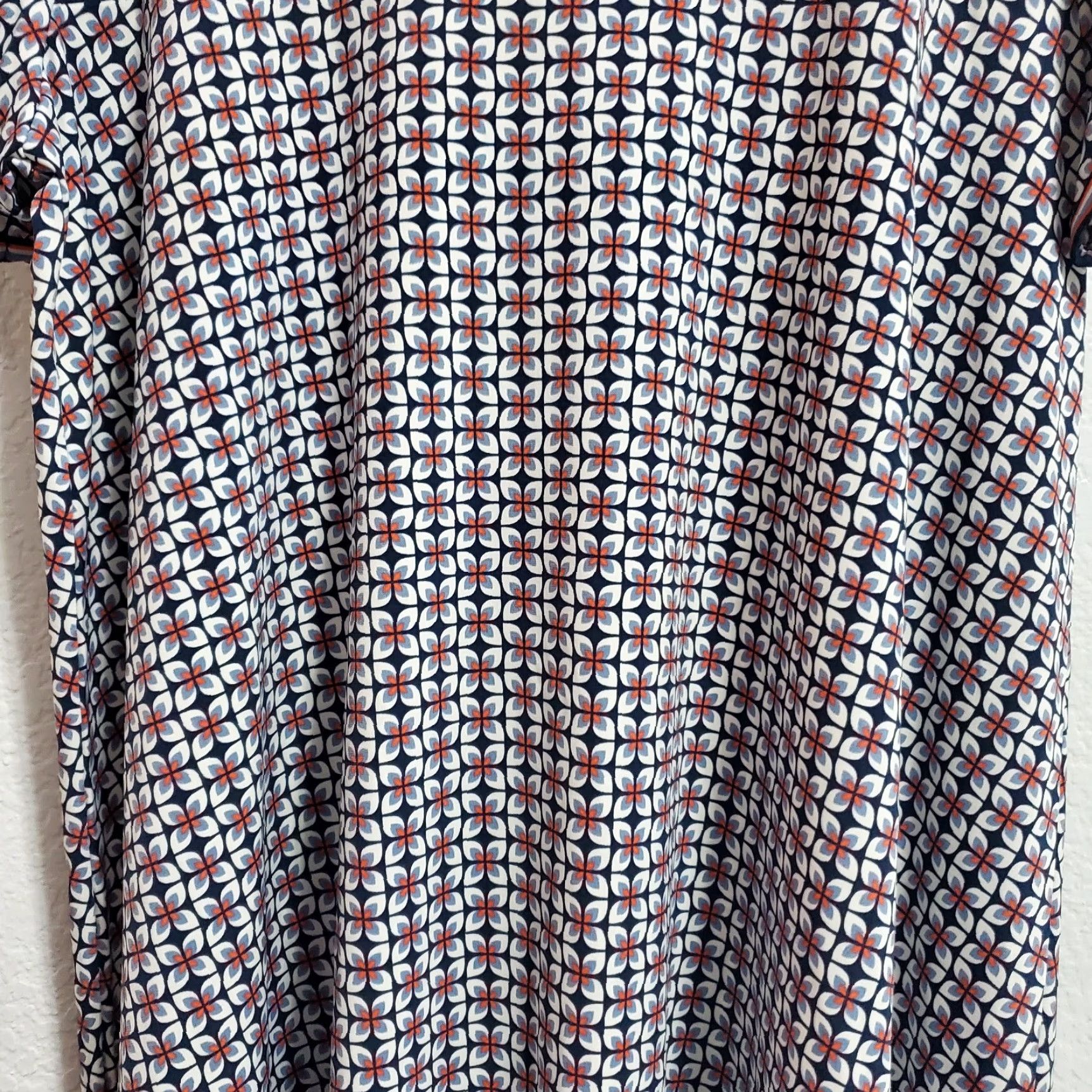 Vintage VINTAGE? No. Max Edition Shift Dress Women 2X Blue Geometric Print Short Sleeve Boho NWT Size 40" / US 18 - 7 Thumbnail