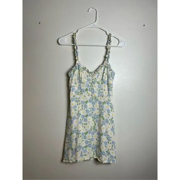 Zara ZARA Floral Yellow/Blue Dress Size Small Size S / US 4 / IT 40 - 6 Thumbnail