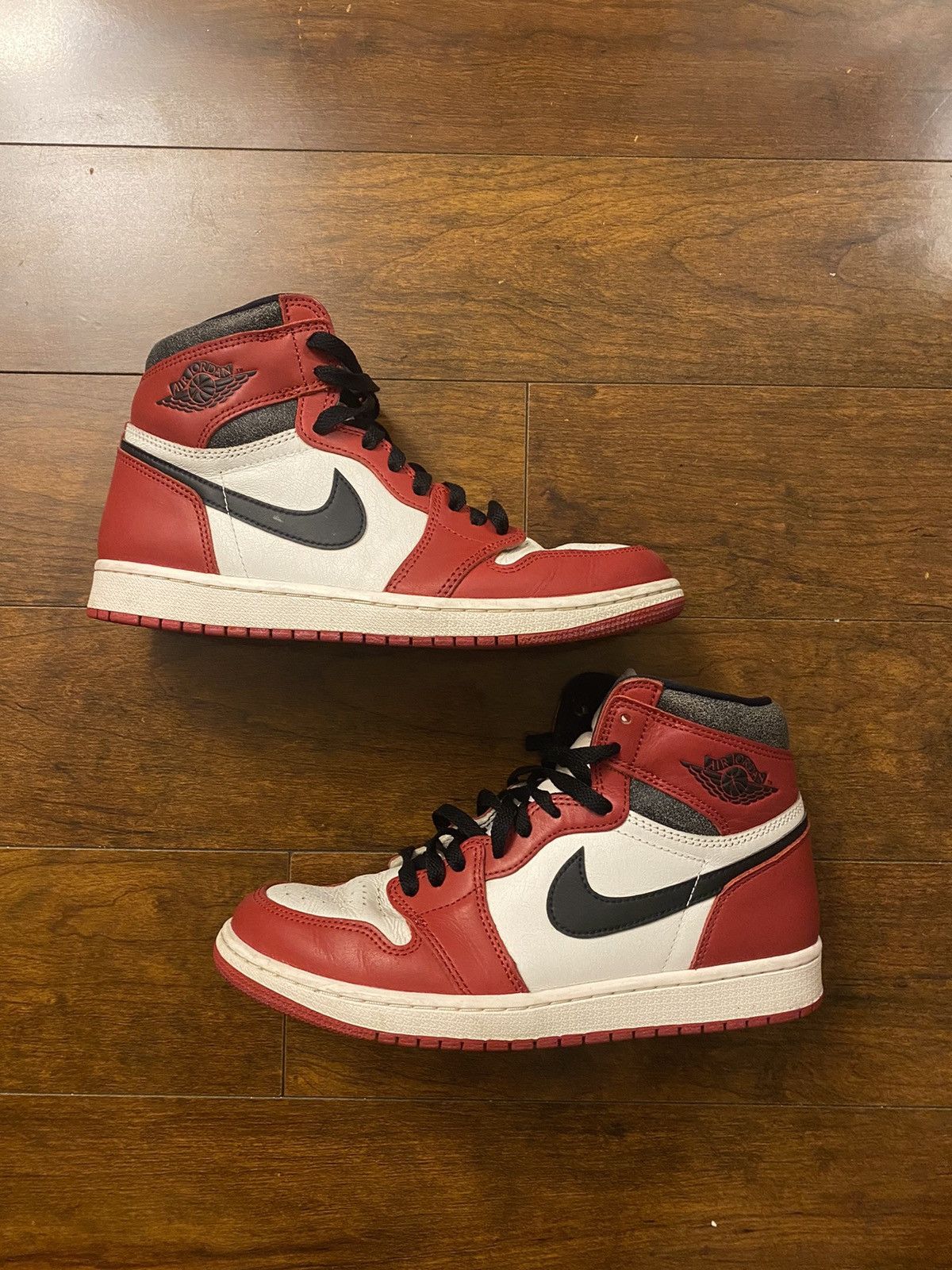 image of Jordan Nike Jordan 1 High Lost And Found Shoes in Red, Men's (Size 9)