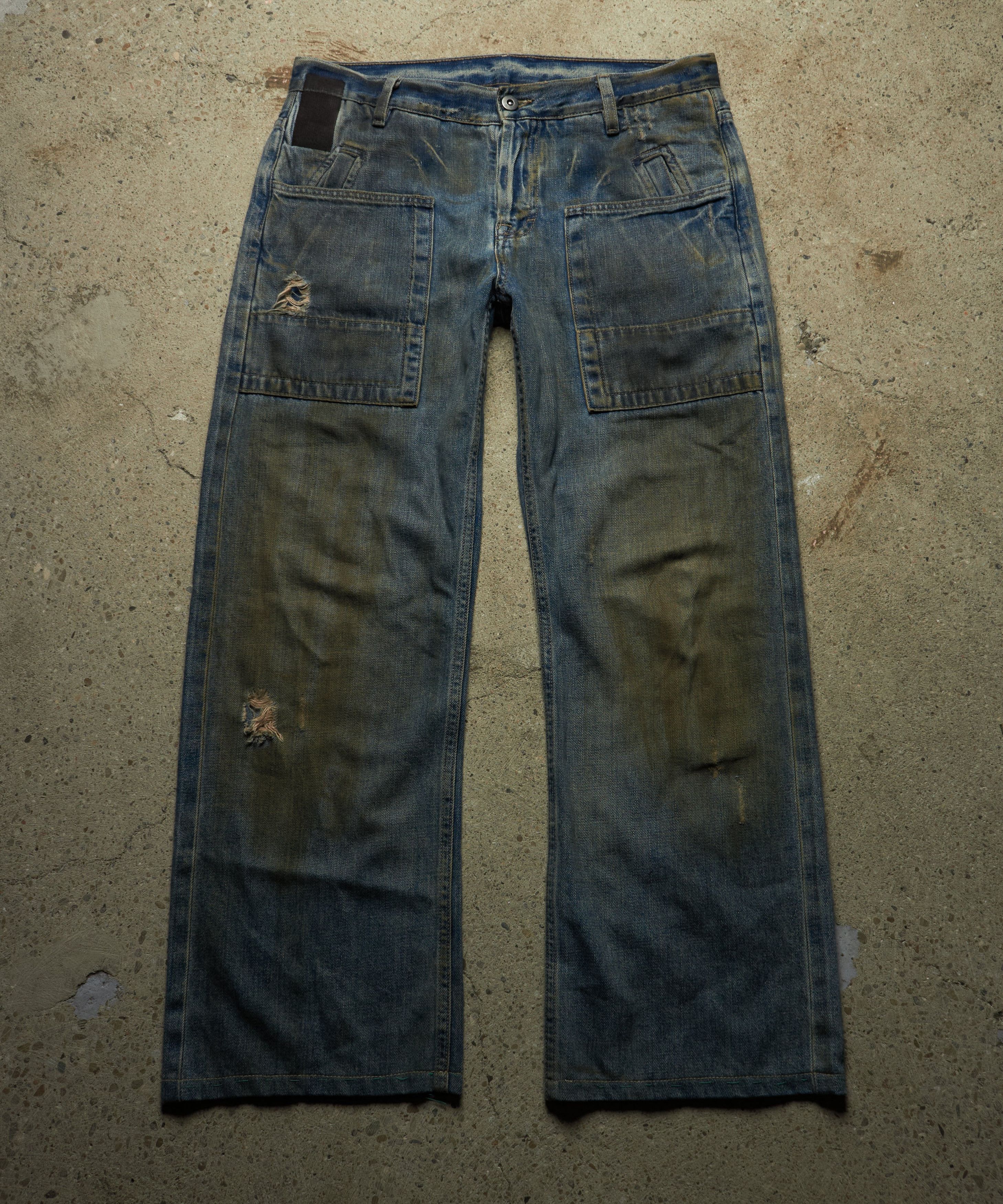 Rick Owens 01 [SLAB] MUDWASH WIDE CARPENTER DENIM Size US 29 - 1 Thumbnail
