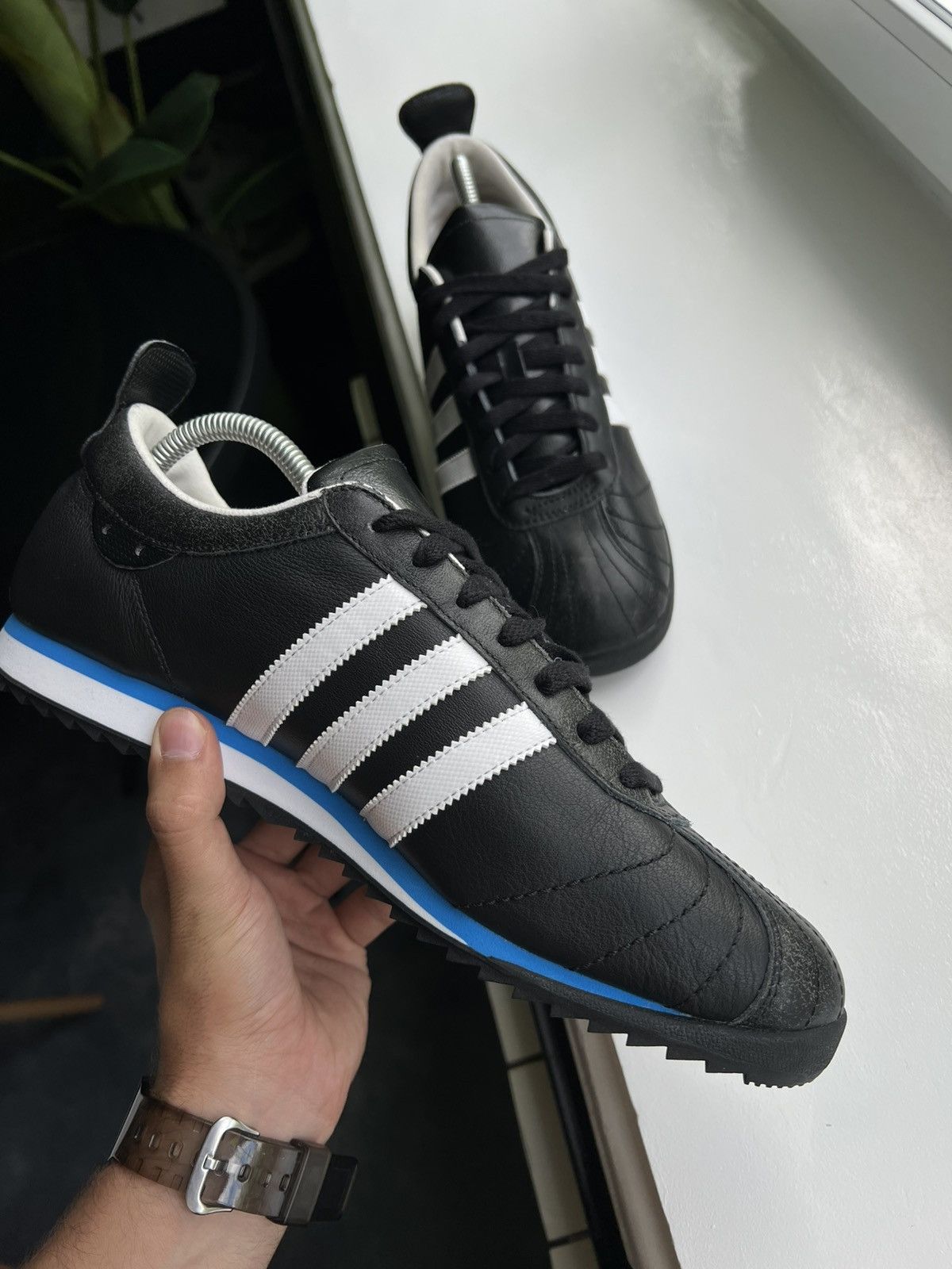 Vintage Adidas Cup 68 Indoor Trainers Black White Blue Y2K Size US 10.5 / EU 43-44 - 20 Thumbnail