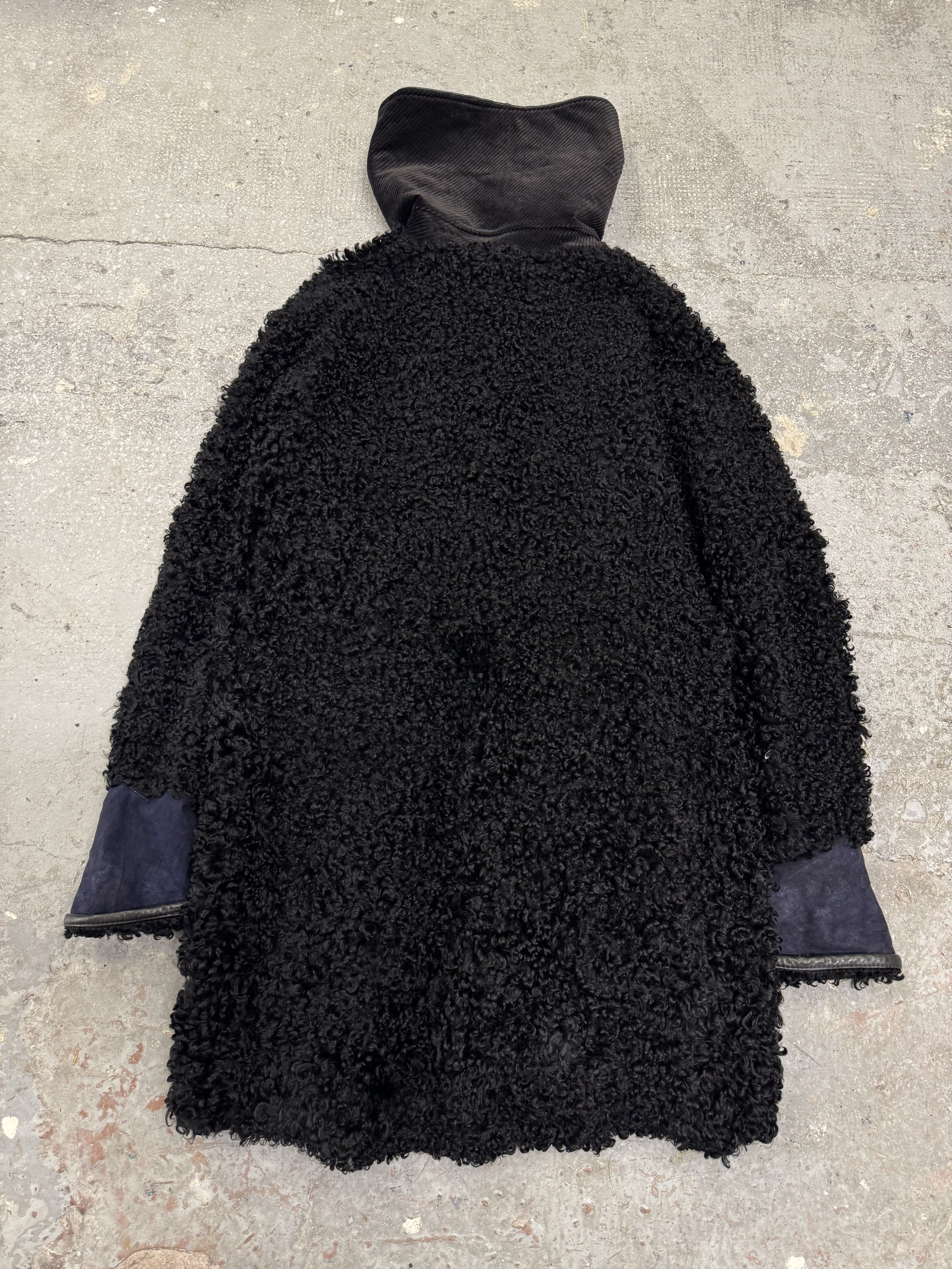 Versace × Vintage 1980s Gianni Versace Black Astrakhan Fur Long Jacket Size US S / EU 44-46 / 1 - 3 Thumbnail