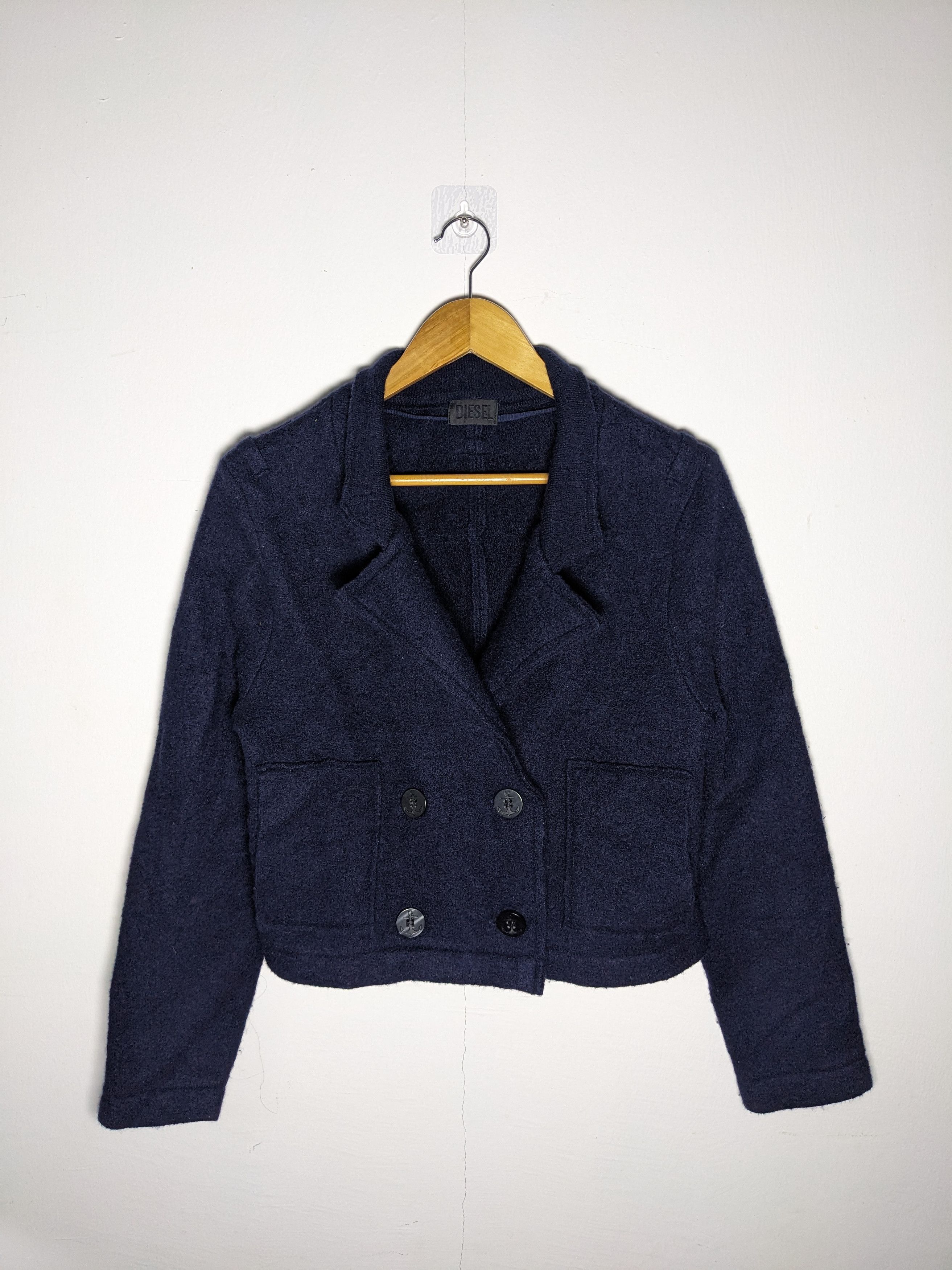 Diesel × Diesel Black Gold Diesel Cropped Peacoat Jacket Navy Blue Wool Size XS / US 0-2 / IT 36-38 - 1 Thumbnail