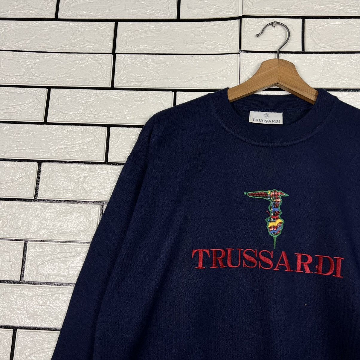 Trussardi Vintage TRUSSARDI Embroidered Big Logo Sweatshirt #3967-C181 Size US S / EU 44-46 / 1 - 3 Thumbnail