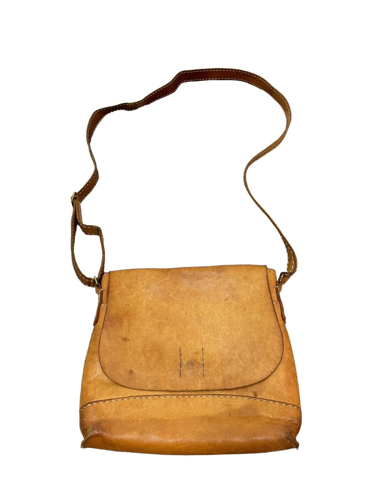 Genuine Leather Full Leather Patina Unknown Handmade Cross Body Bag 3🟩 Size ONE SIZE - 4 Thumbnail