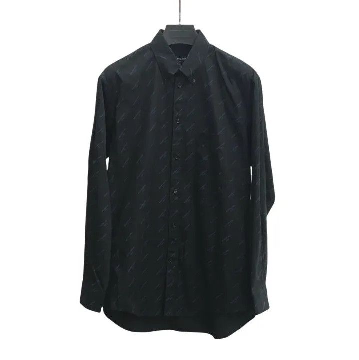 Balenciaga Balenciaga Black Stylish Print Long Sleeve Shirt Size US M / EU 48-50 / 2 - 1 Thumbnail