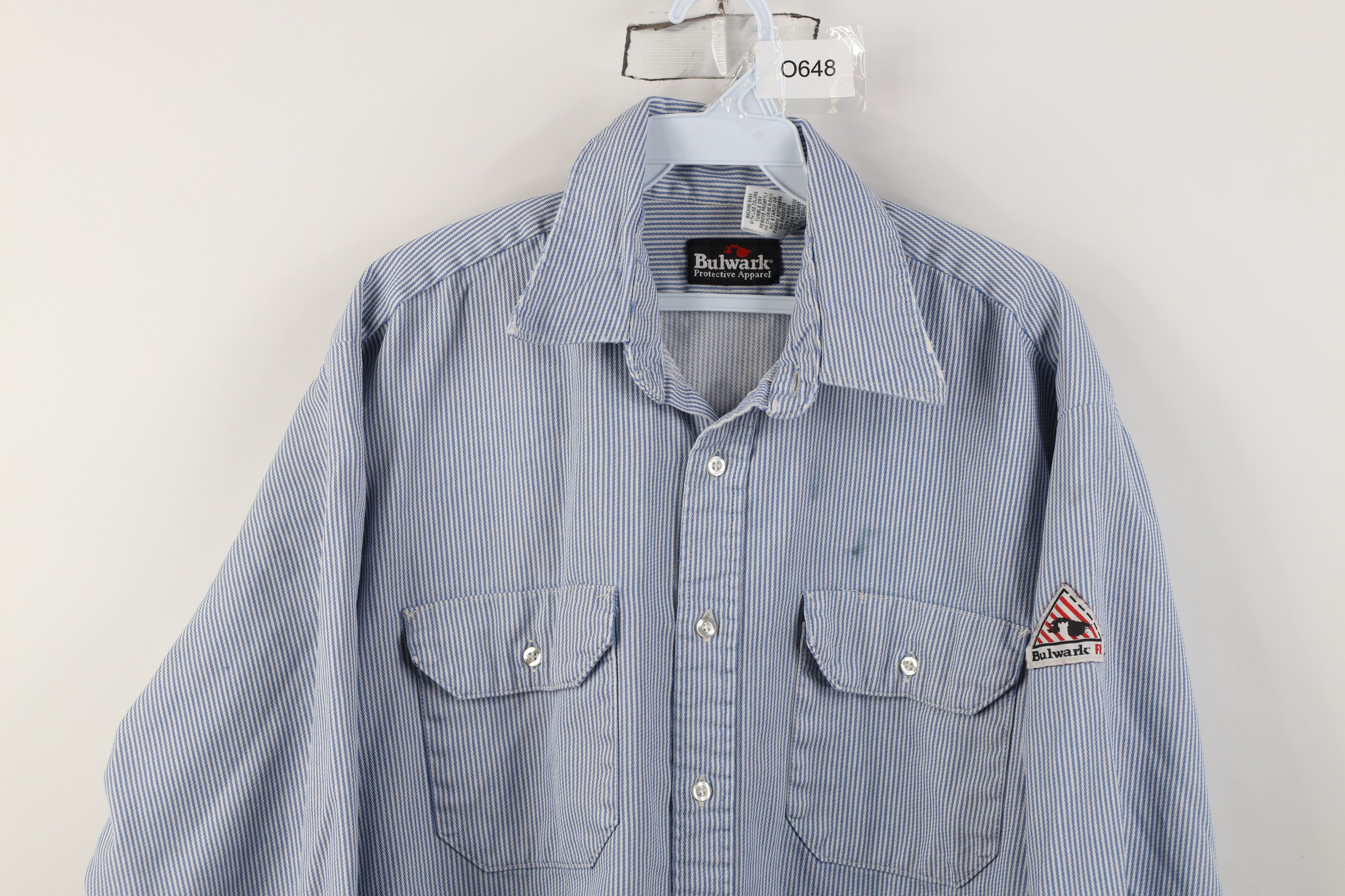 Vintage Bulwark FR Resistant Hickory Striped Button Shirt Workwear Size US L / EU 52-54 / 3 - 2 Thumbnail