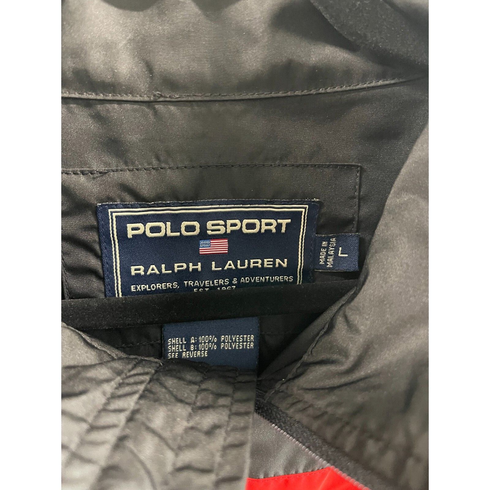 Ralph Lauren VTG Y2K 90S POLO SPORT BLACK RED TRACK JACKET WINDBREAKER RU Size US L / EU 52-54 / 3 - 4 Thumbnail
