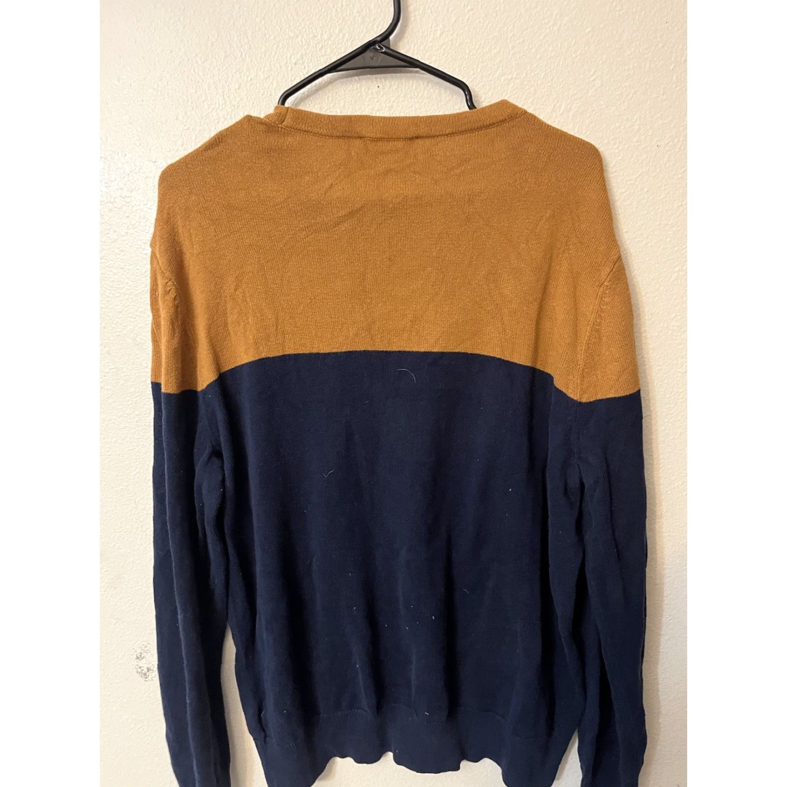 Express Express Sweater Men XL Pullover Crewneck Navy Colorblock Lightweight Multicolor Cotton Knit Cable-Knit Striped Logo Athletic? Size US XL / EU 56 / 4 - 3 Thumbnail