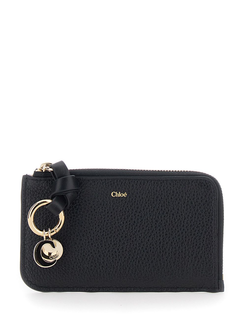 Chloe Black Wallet with Logo Charm on the Front and Top Zip Closure in Grained Leather for Women Size M / US 6-8 / IT 42-44 - 1 Thumbnail