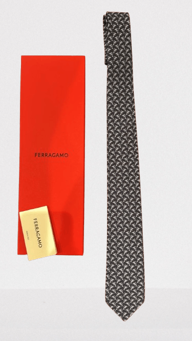 Salvatore Ferragamo o1s1rm1024 Size: OS / Silk Tie in Black/White Size ONE SIZE - 1 Preview
