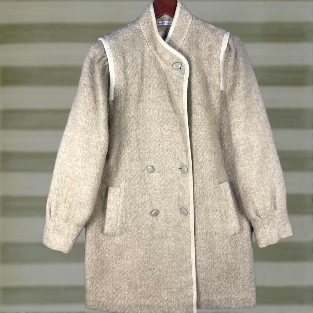 I. Magnin VINTAGE Womens Small Beige Wool Coat Pockets USA Made Size S / US 4 / IT 40 - 1 Thumbnail