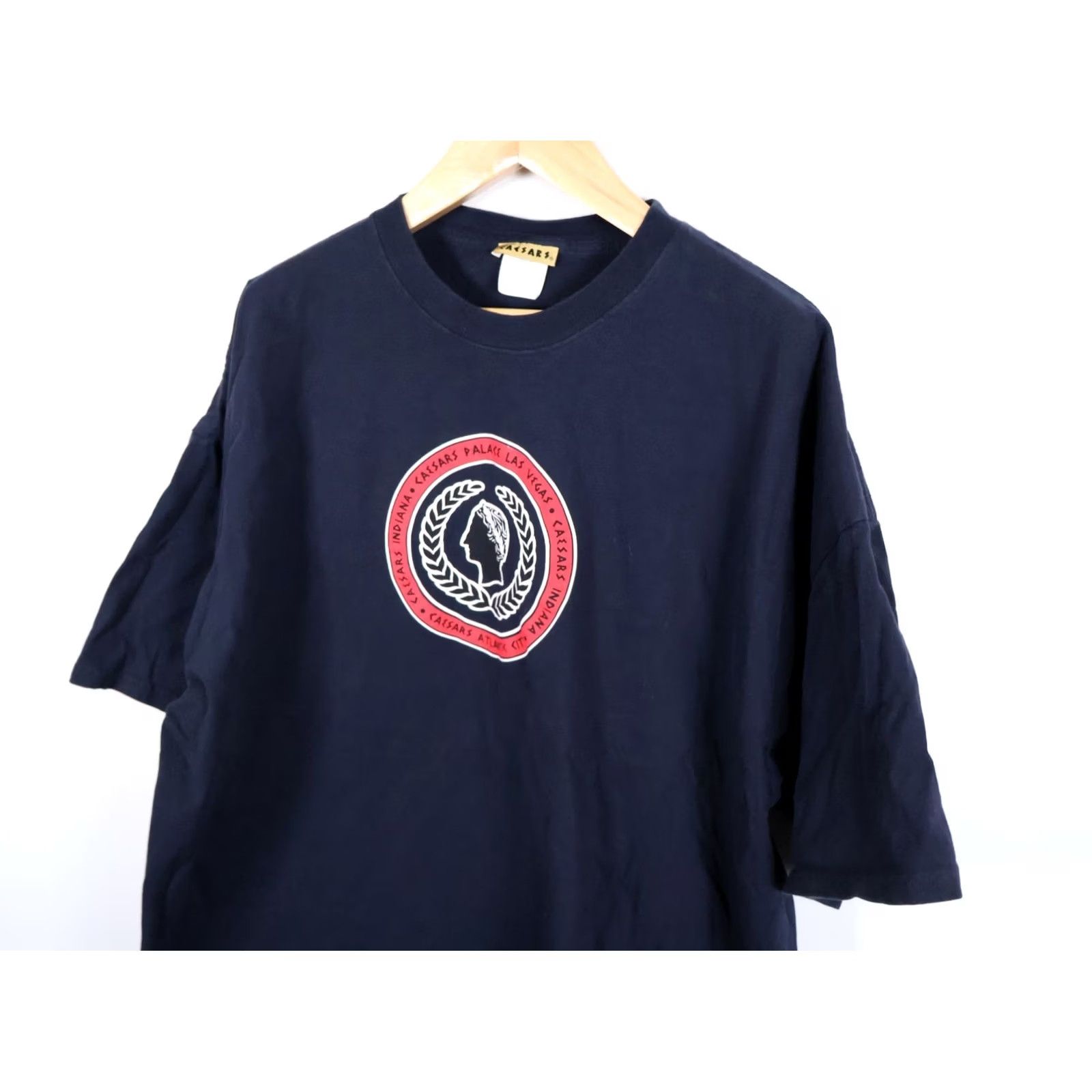 Palace VTG Caesars Palace T-Shirt Men's 4XL Dark Blue Logo Print Graphic Caesars Palace California Atlantic City 90s City Retro Shirt Mens Size US XXL / EU 58 / 5 - 7 Thumbnail