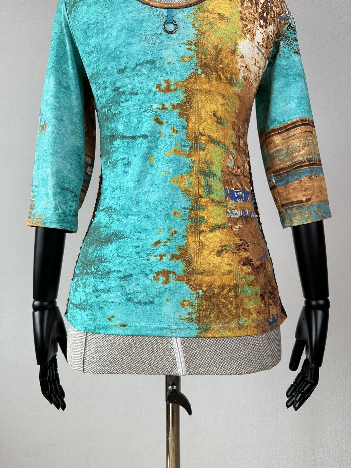 Other Save the Queen 3/4 Sleeve Mesh Top Blouse like Gaultier Size L / US 10 / IT 46 - 8 Thumbnail