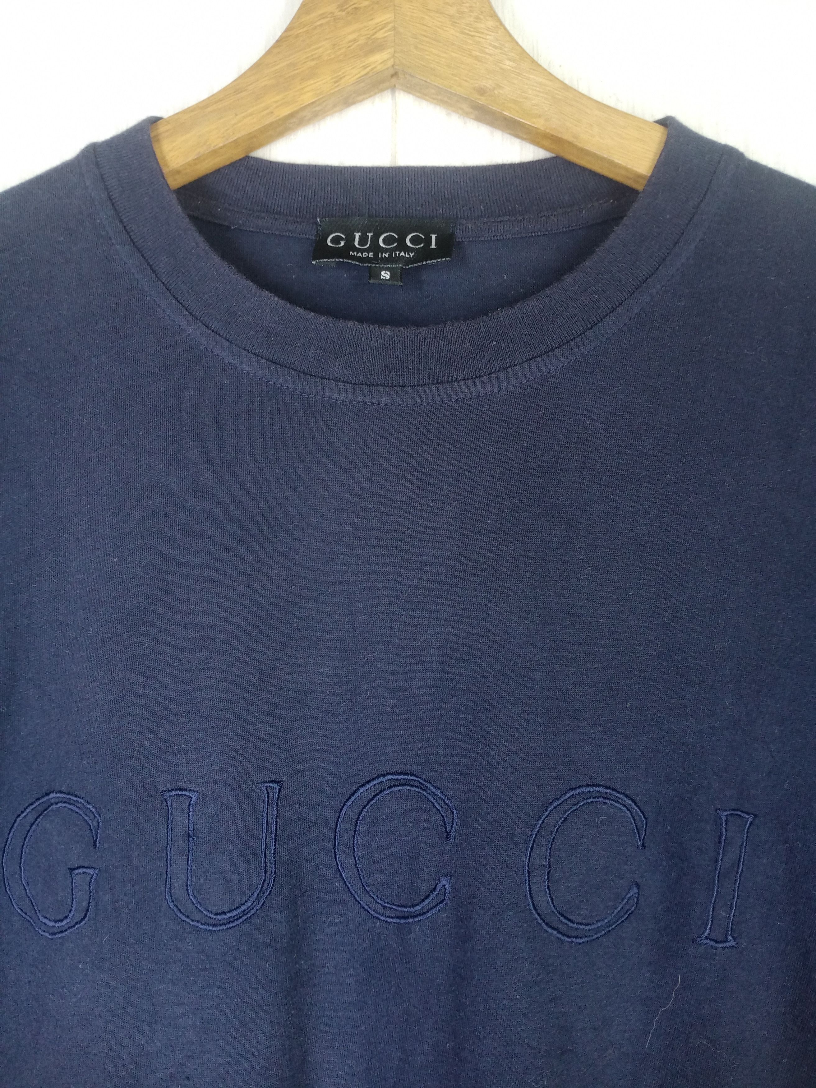 Rare Vintage Gucci Embroidery Spell Out Logo Tee