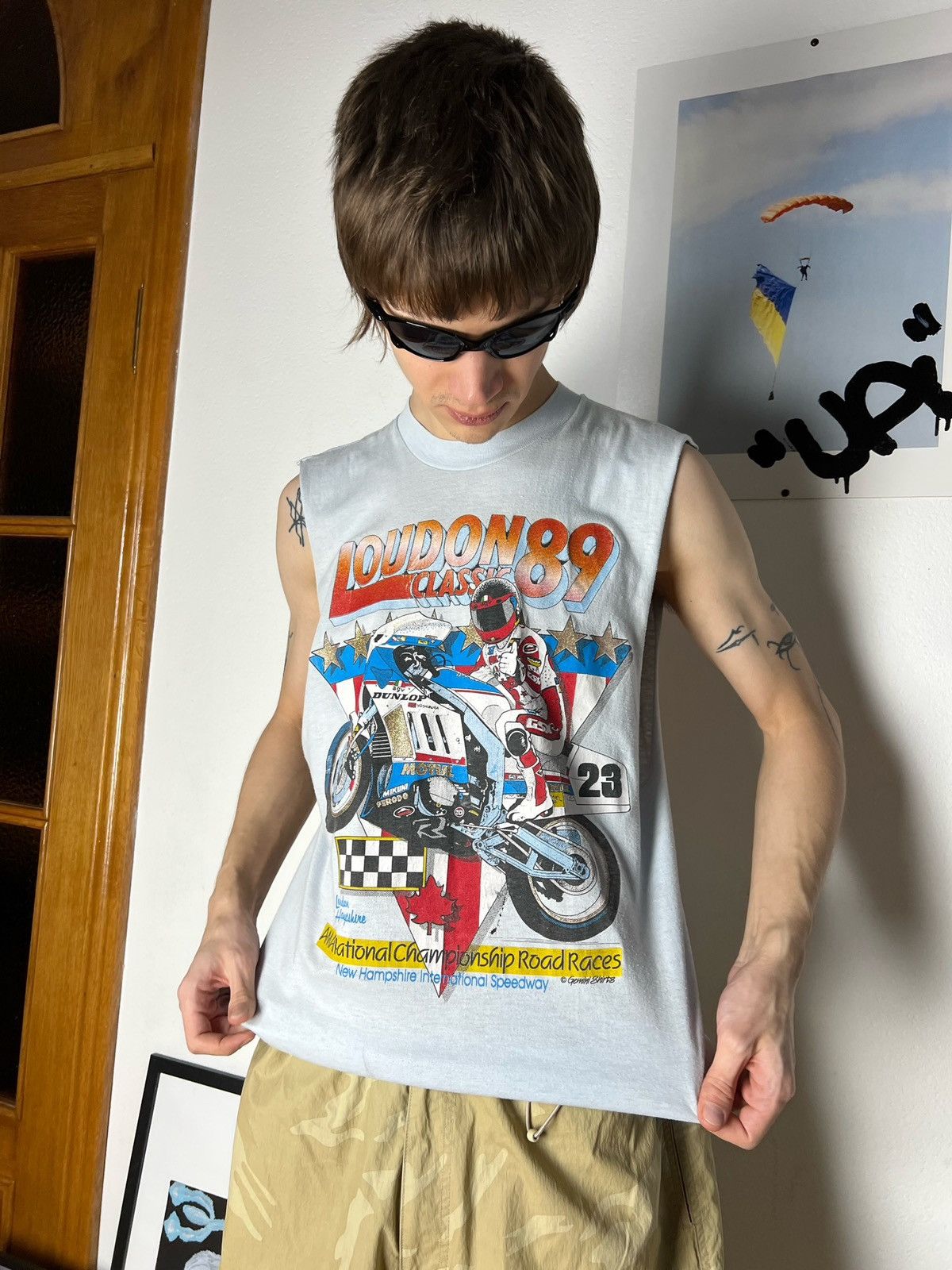 Harley Davidson × Vintage 1989 London Moto tee Tank Top Dunlop racing Suzuki Size US M / EU 48-50 / 2 - 8 Thumbnail