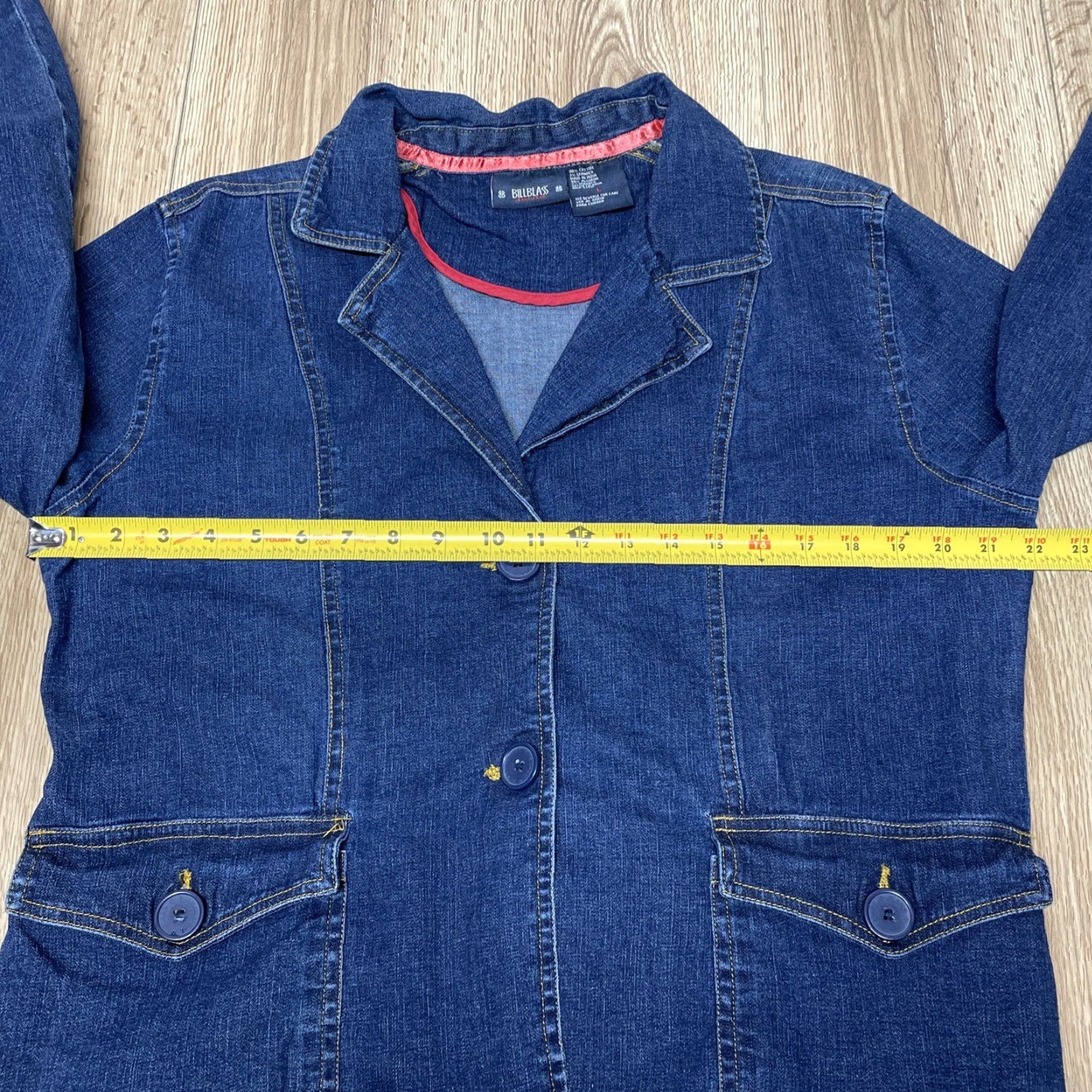 Bill Blass VINTAGE Bill Blass Women's Blazer Large Blue Denim Cotton Stretch Jacket Women Size L / US 10 / IT 46 - 5 Thumbnail