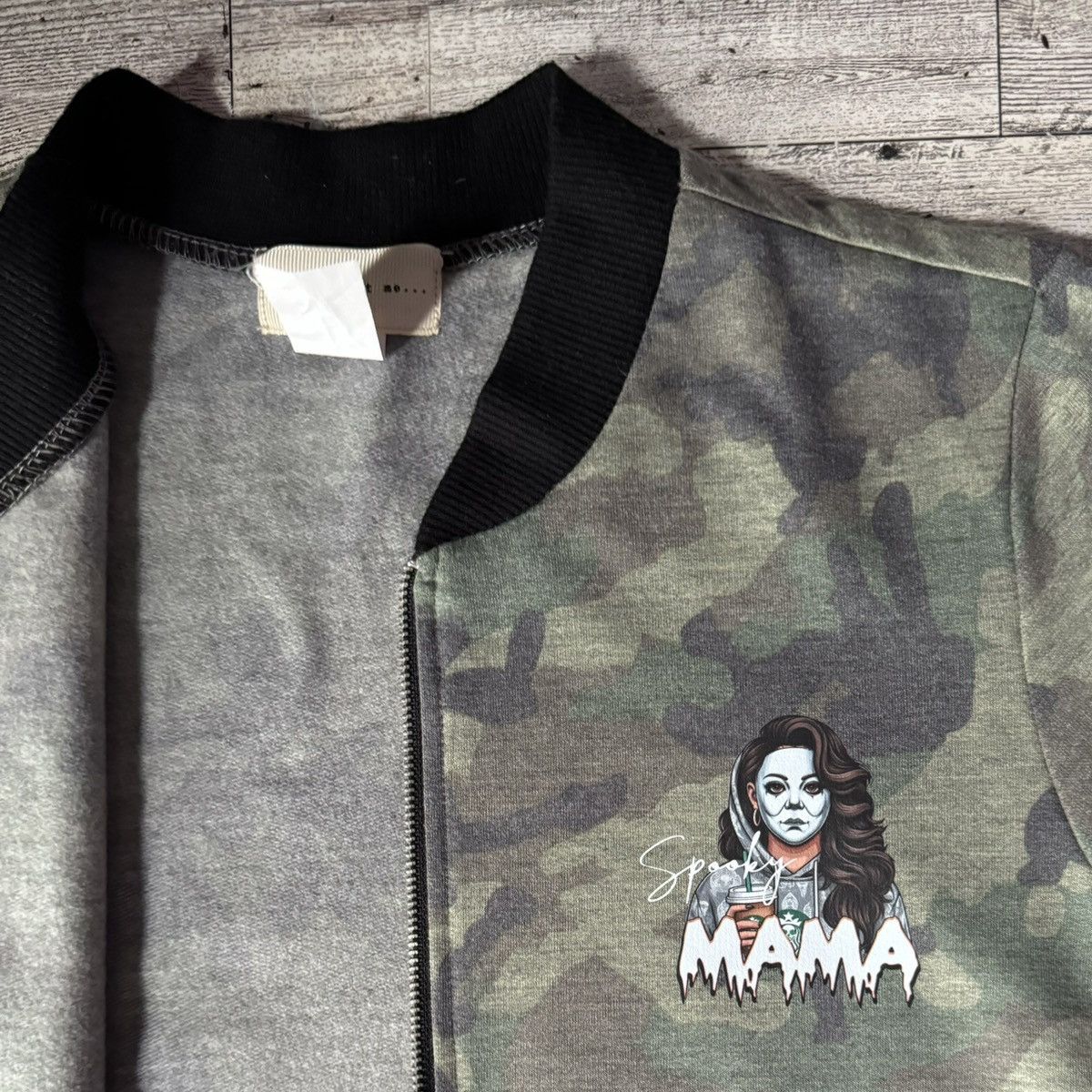 Other Spooky Mama, Coffee & Halloween, Camo Bomber Style Jacket Size S / US 4 / IT 40 - 11 Thumbnail