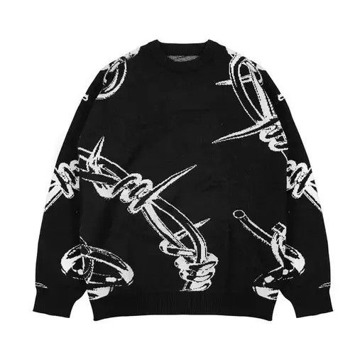 Japanese Brand Street Apparel Knitted Sweater Gothic Skull Size ONE SIZE - 5 Thumbnail