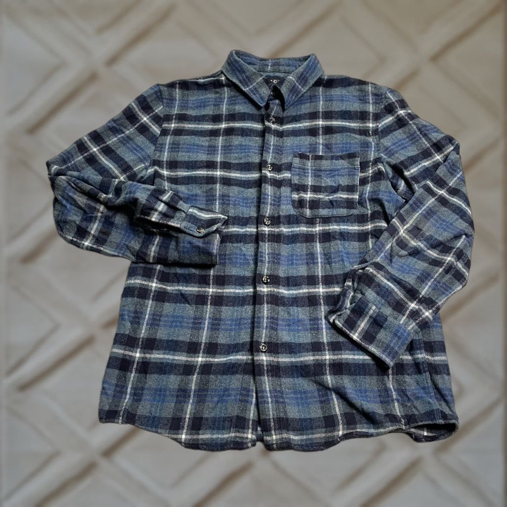 A.P.C. A.P.C. Wool Flannel Shirt Womens Small Blue Plaid Long Sleeve Button Down Casual Size S / US 4 / IT 40 - 1 Thumbnail