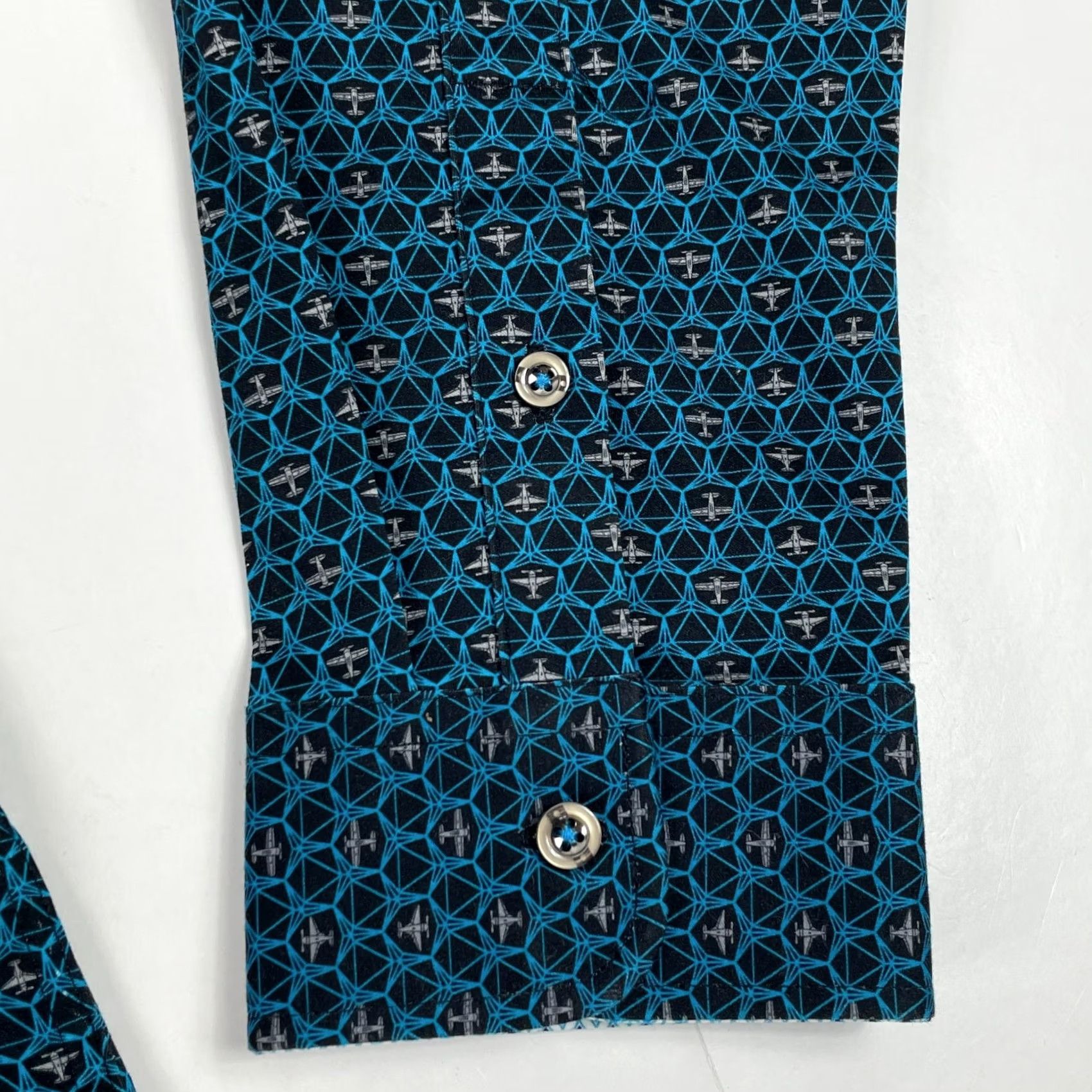 Vintage Buttercloth Shirt Mens XL Blue Extra Large Airplane Button Pilot Geometric Club Size US XL / EU 56 / 4 - 5 Thumbnail