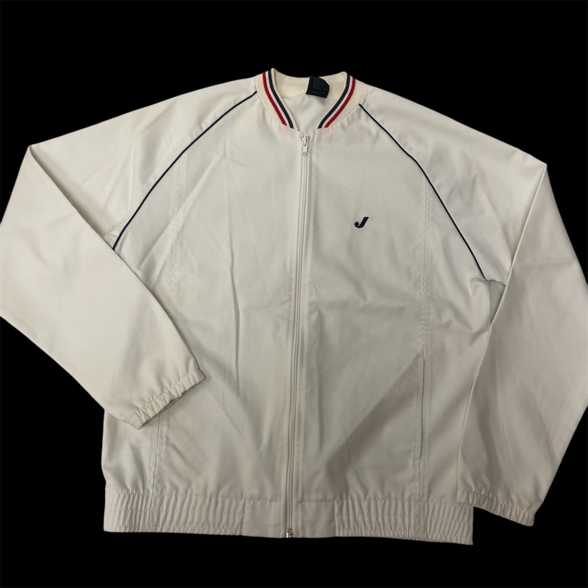 Jantzen Vtg Jantzen White RINGER Windbreaker LOGO Button Back Jacket Size US M / EU 48-50 / 2 - 1 Thumbnail
