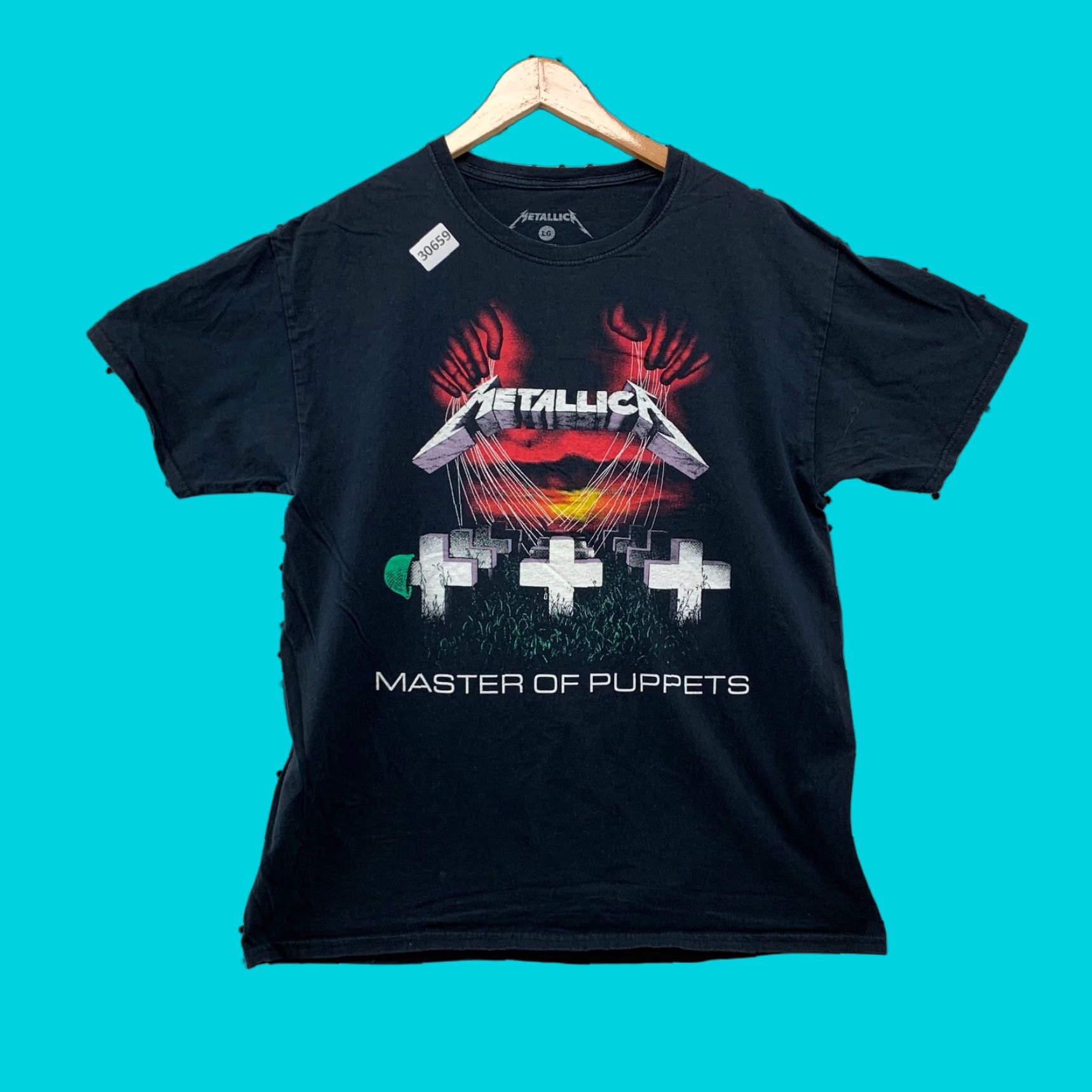 Etro Metallica Masters Of Puppet Shirt Mens M Band Music Blue Cotton Short Sleeve Crew Neck T-Shirt 21x27 Retro Unisex Adults Size US M / EU 48-50 / 2 - 1 Thumbnail