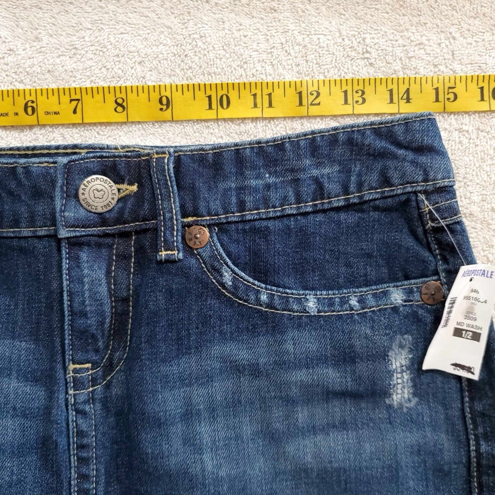 Vintage Aeropostale Jean Skort Womens 1/2 Mid Wash NWT MSRP 4.50 Size 25" / US 0 / IT 36 - 6 Thumbnail