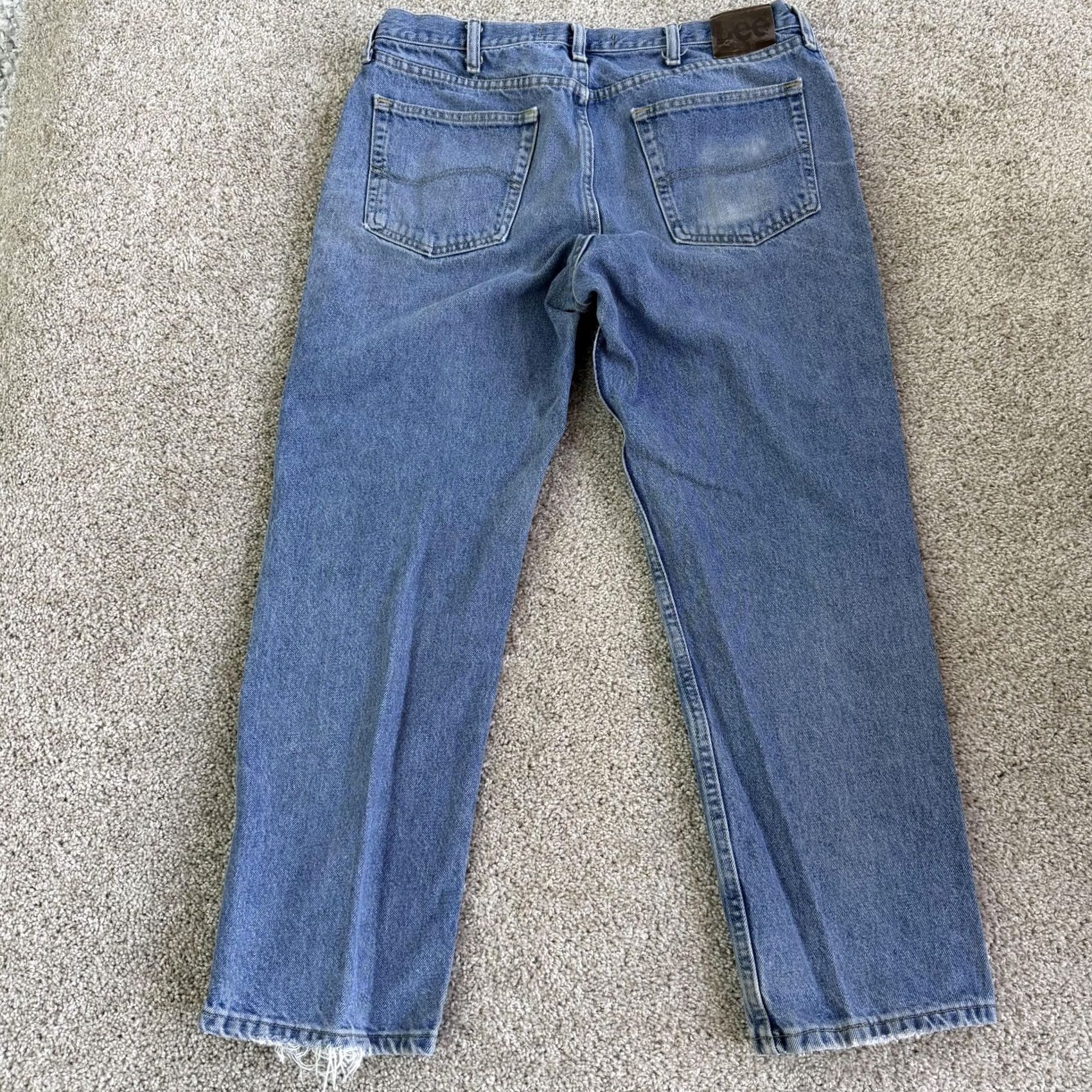 Lee Lee Regular Fit Jeans Mens 36x29 Medium Wash Blue Denim Straight Casual Size US 36 / EU 52 - 6 Thumbnail