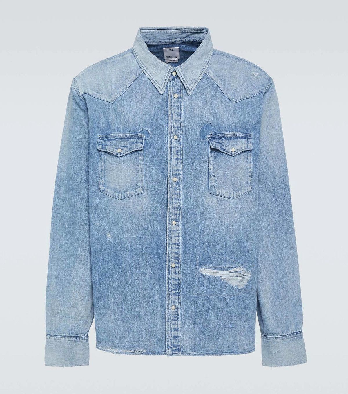 Visvim VISVIM 24SS Social Sculpture Distressed Denim Shirt Size US XL / EU 56 / 4 - 1 Thumbnail