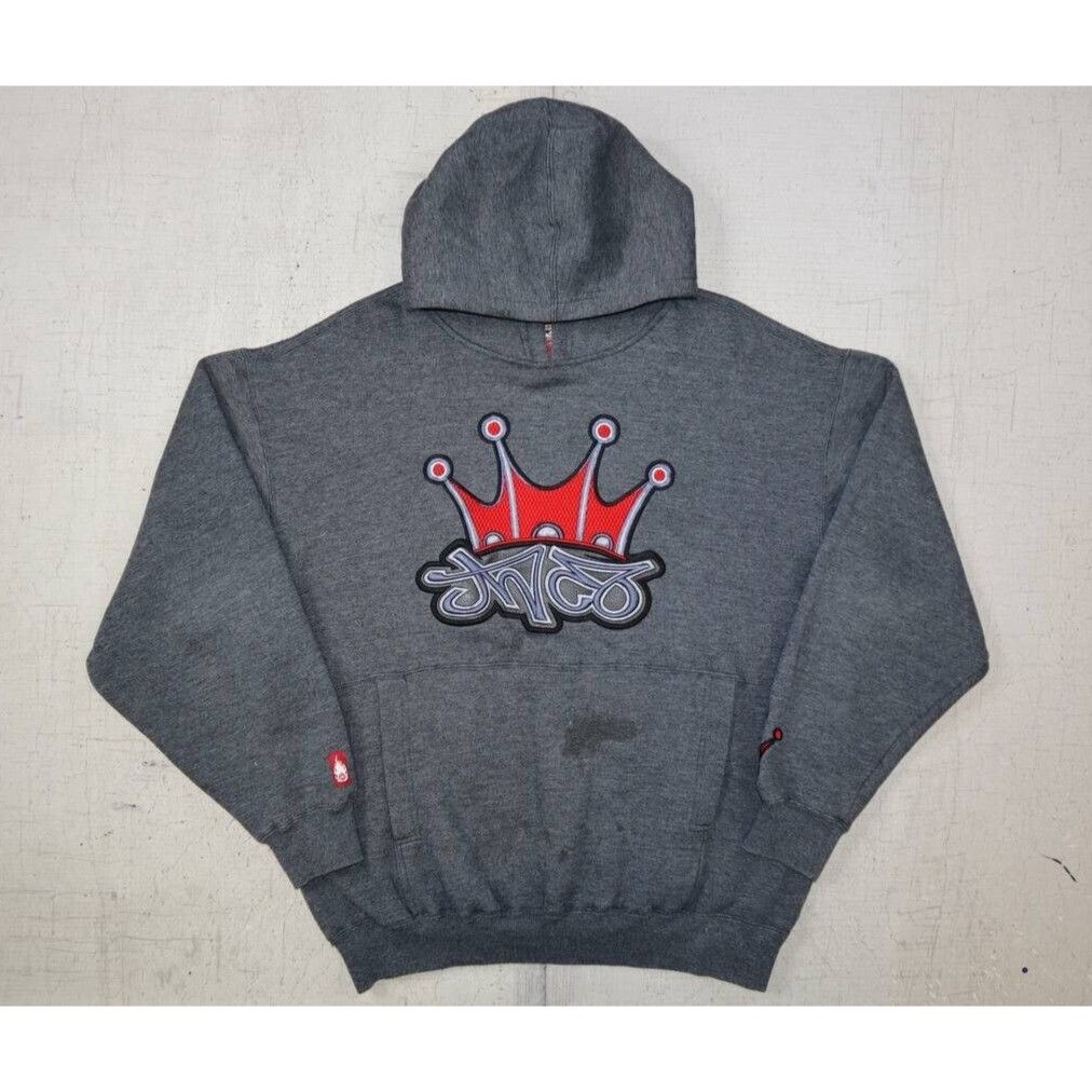 JNCO Vintage Y2K JNCO Jeans Crown Hoodie Embroidered Grey Red M Size US M / EU 48-50 / 2 - 2 Thumbnail