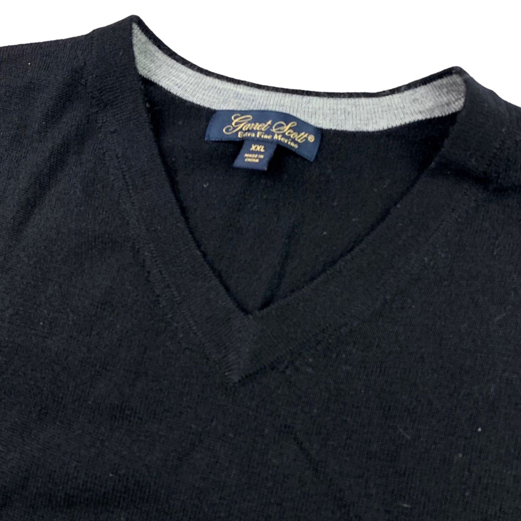 Vintage Garret Scott Men's Sweater Pullover V-Neck 2XL Wool Black Knit 100% Wool Long Sleeve Knit Shirt Style Regular Mens Size US XXL / EU 58 / 5 - 2 Thumbnail
