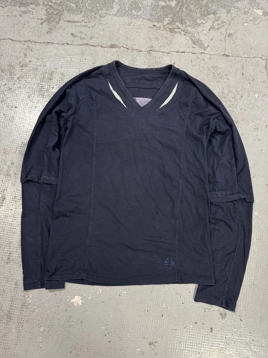 Marithe + Francois Girbaud 1990s Marithé + François Girbaud Navy Contemporary V Neck Longsleeves Size US L / EU 52-54 / 3 - 5 Thumbnail