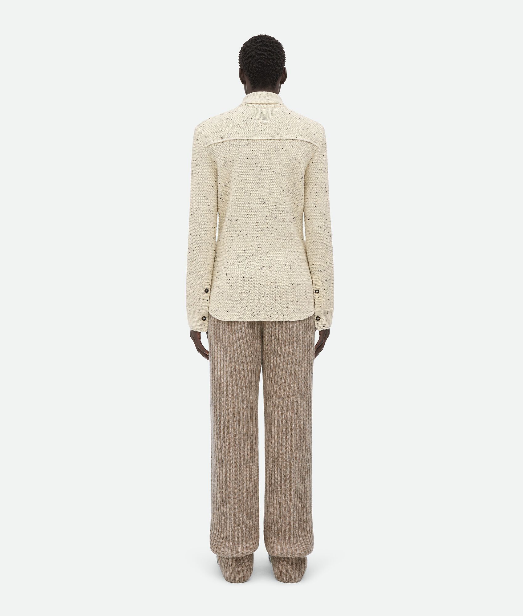 Bottega Veneta o1loc1c0325 769077 Wool Knitted Shirt in Ivory Size US L / EU 52-54 / 3 - 3 Thumbnail