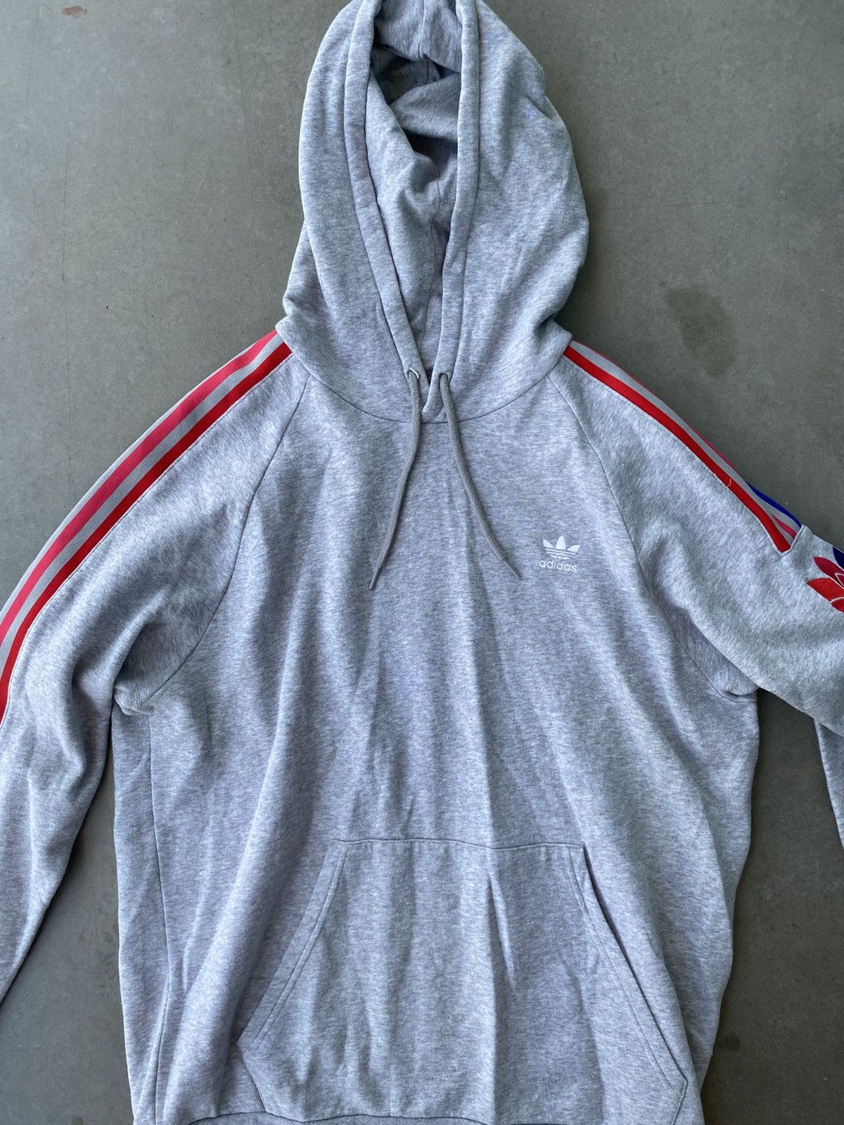 Adidas Adidas Originals Trefoil Hoodie Grey Red Stripe Size US L / EU 52-54 / 3 - 1 Thumbnail