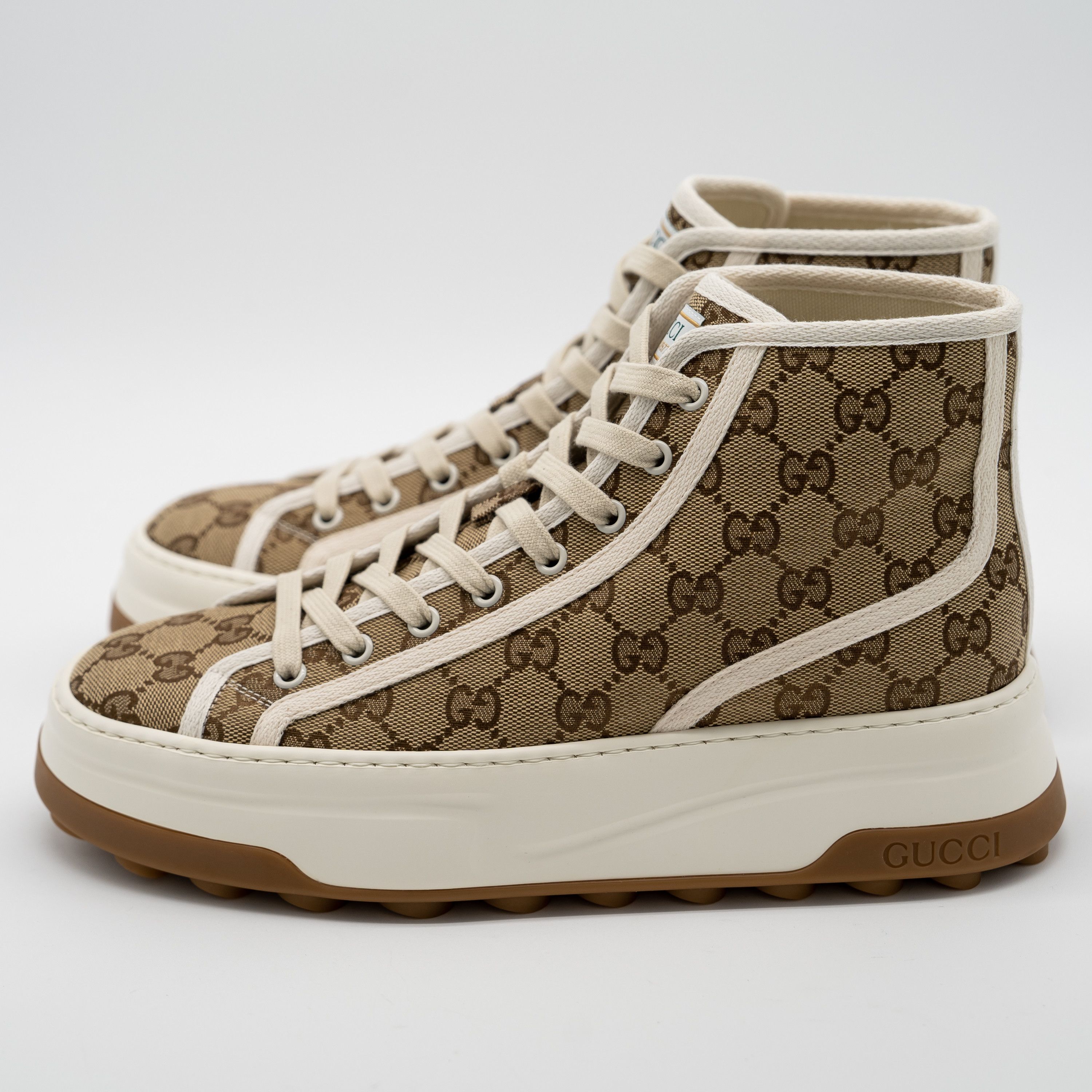 Gucci 40.5G Gucci Tennis Platform GG Canvas Beige Brown Sneakers Size US 10.5 / IT 40.5 - 4 Thumbnail