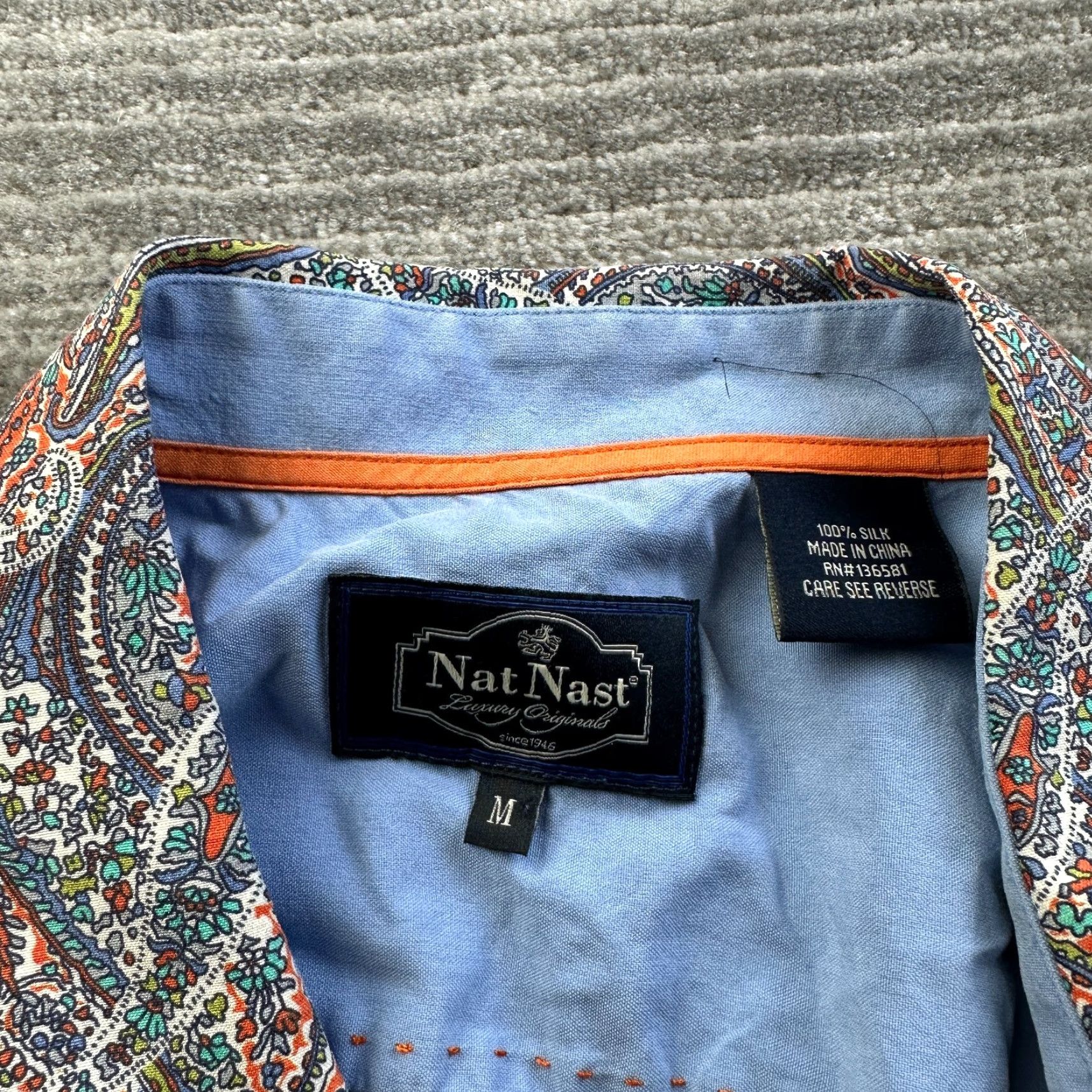 Nat Nast Nat Nast Shirt Mens M Multicolor Paisley Silk Button-Up Casual Formal Party/Cocktail Short Sleeve N/A Size US M / EU 48-50 / 2 - 6 Thumbnail